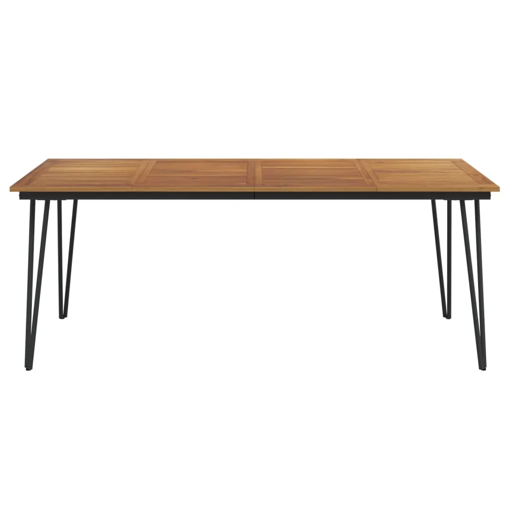 Patio Table Dining Table with Hairpin Legs for Porch Solid Wood Acacia