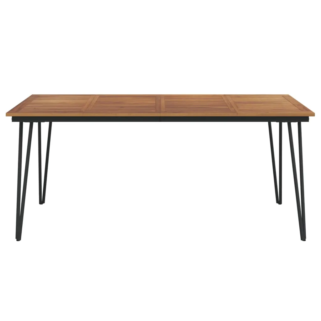 Patio Table Dining Table with Hairpin Legs for Porch Solid Wood Acacia