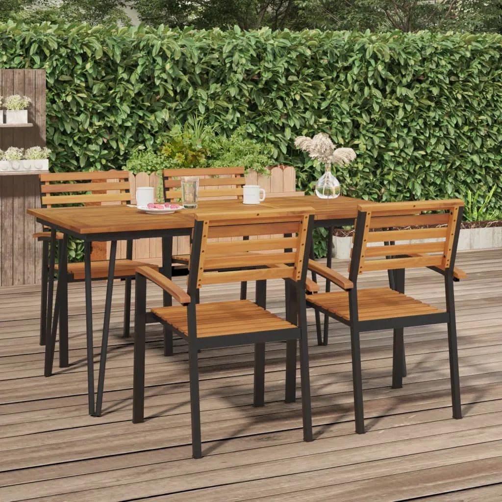 Patio Table Dining Table with Hairpin Legs for Porch Solid Wood Acacia