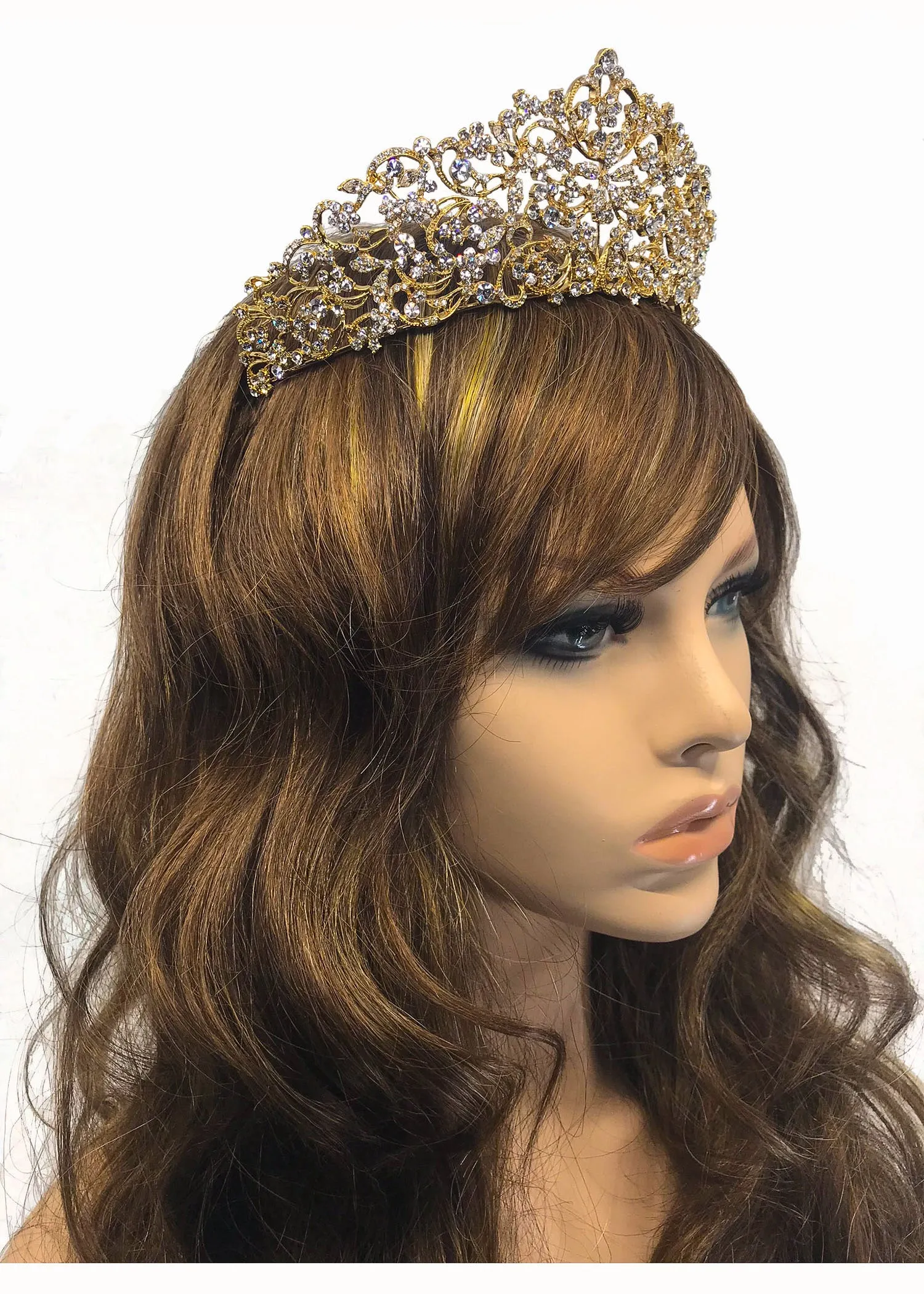 Patrina Floral Crystal Gold Tiara