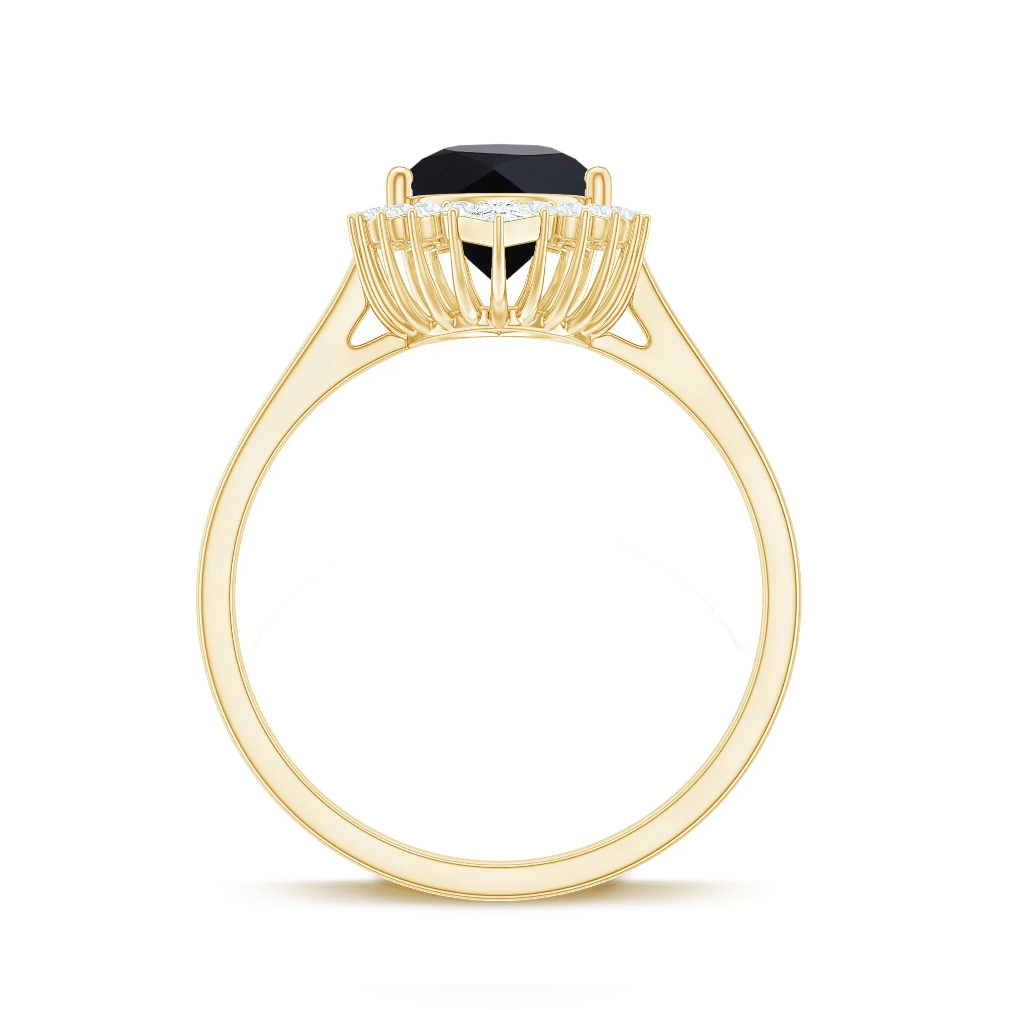 Pear Shaped Black Onyx and Diamond Halo Cocktail Engagement Ring