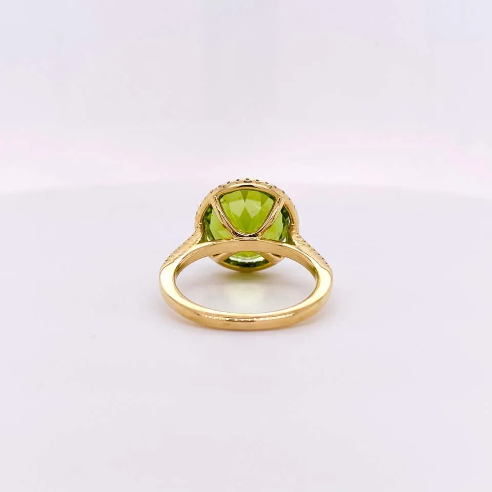 Peridot Diamond Halo Ring