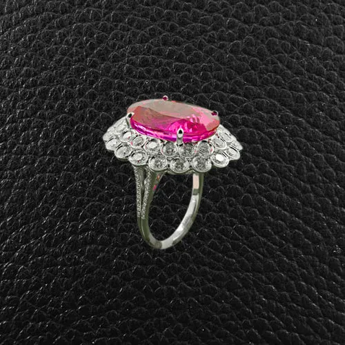 Pink Sapphire & Diamond Ring