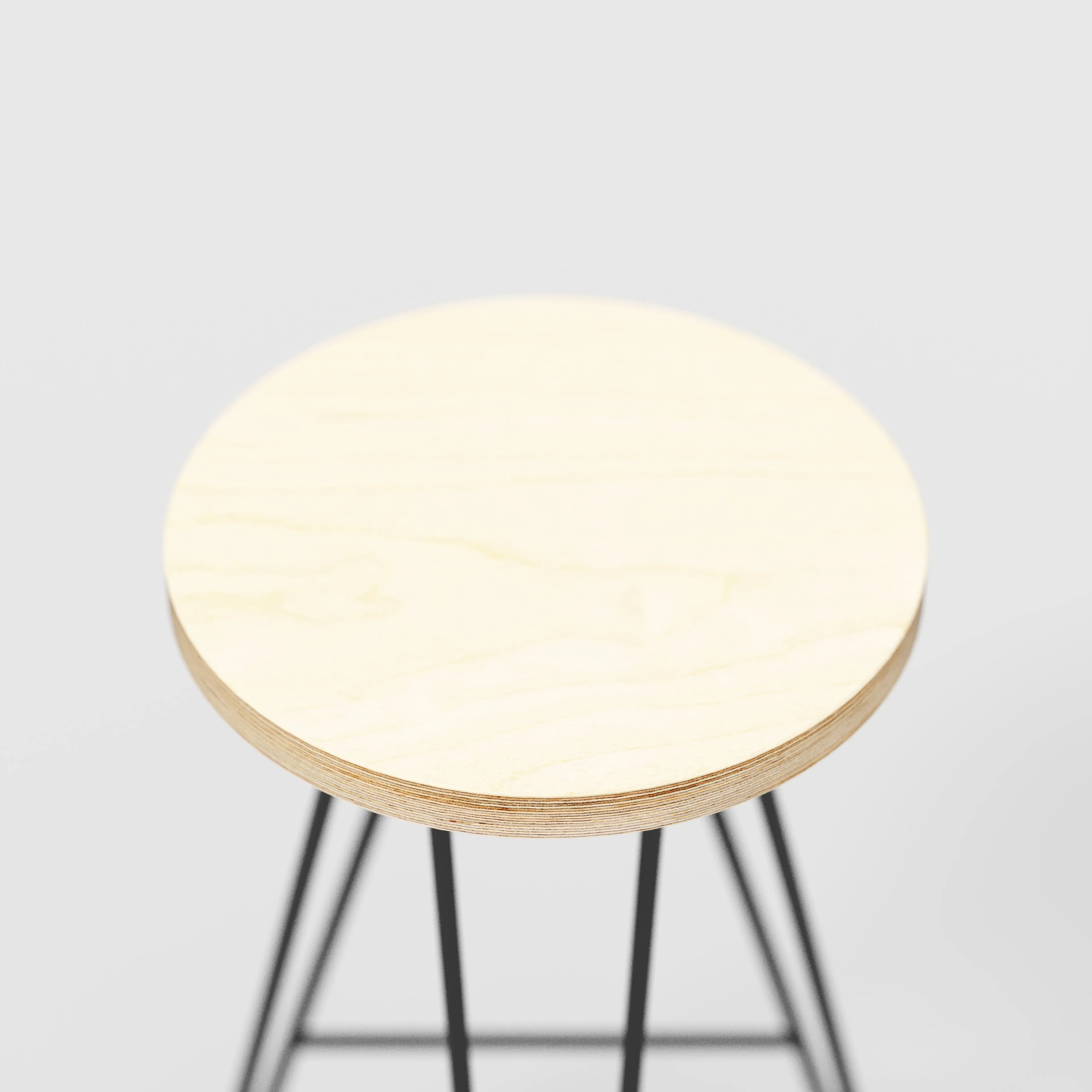 Plywood Bar Stool with Black Hairpin Base - Plywood Birch