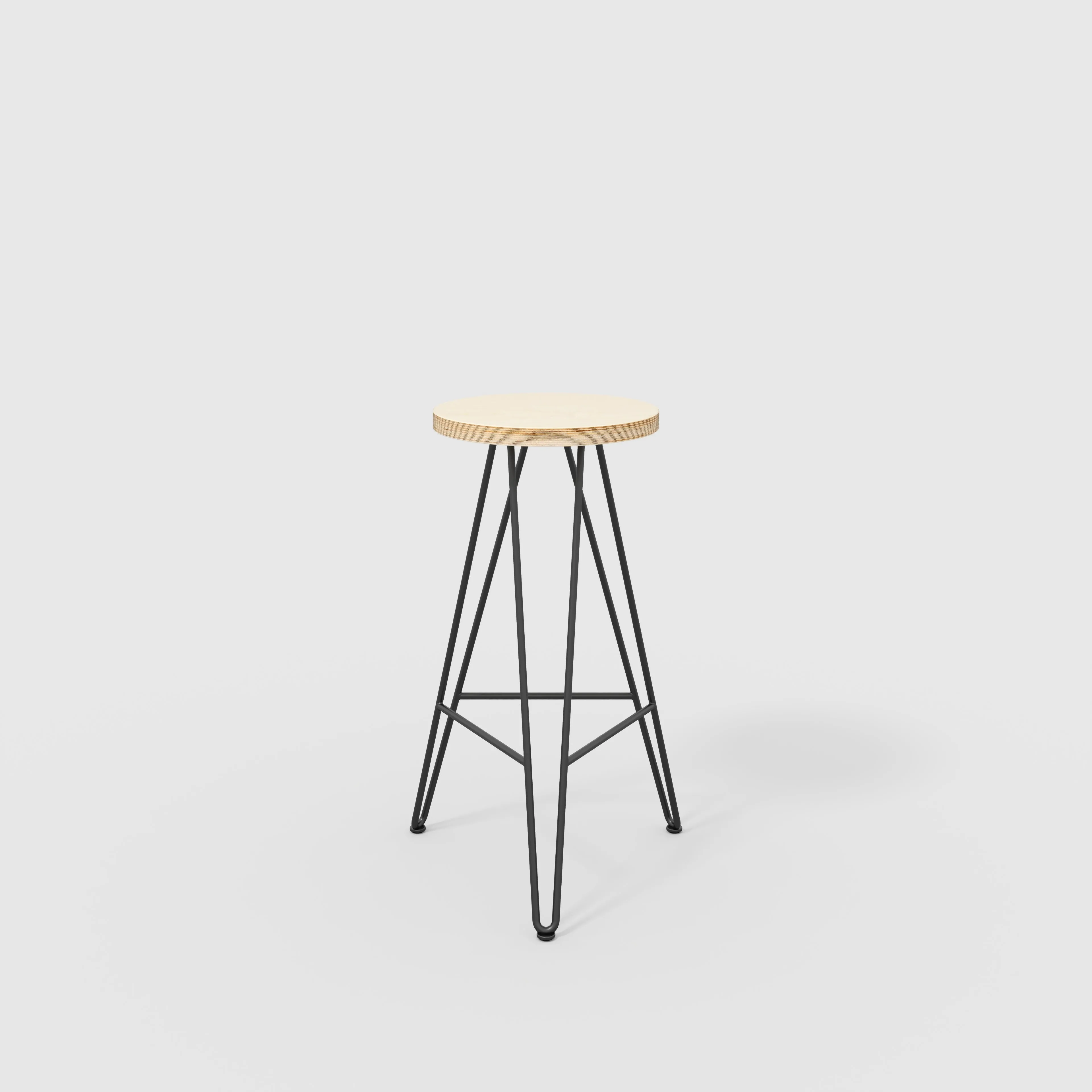 Plywood Bar Stool with Black Hairpin Base - Plywood Birch