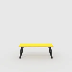 Plywood Bench Seat with Black Box Hairpin Legs - Formica Chrome Yellow - 1200(w) x 400(d) x 450(h)