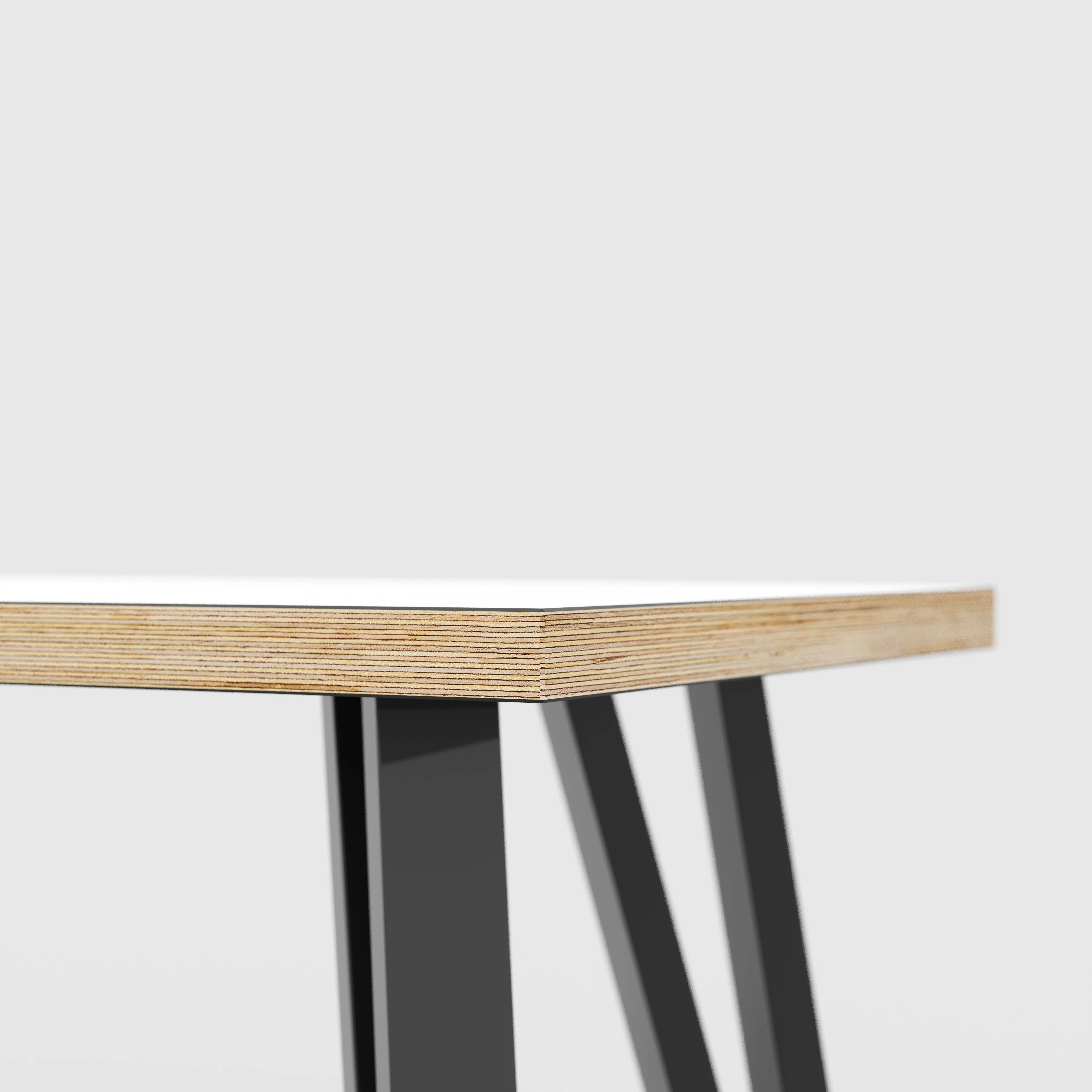 Plywood Bench Seat with Black Box Hairpin Legs - Formica White - 1600(w) x 400(d) x 450(h)