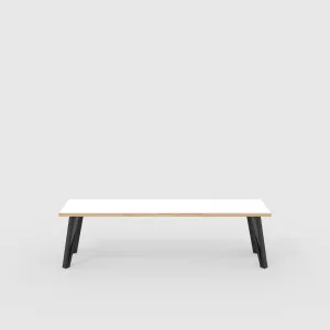 Plywood Bench Seat with Black Box Hairpin Legs - Formica White - 1600(w) x 400(d) x 450(h)