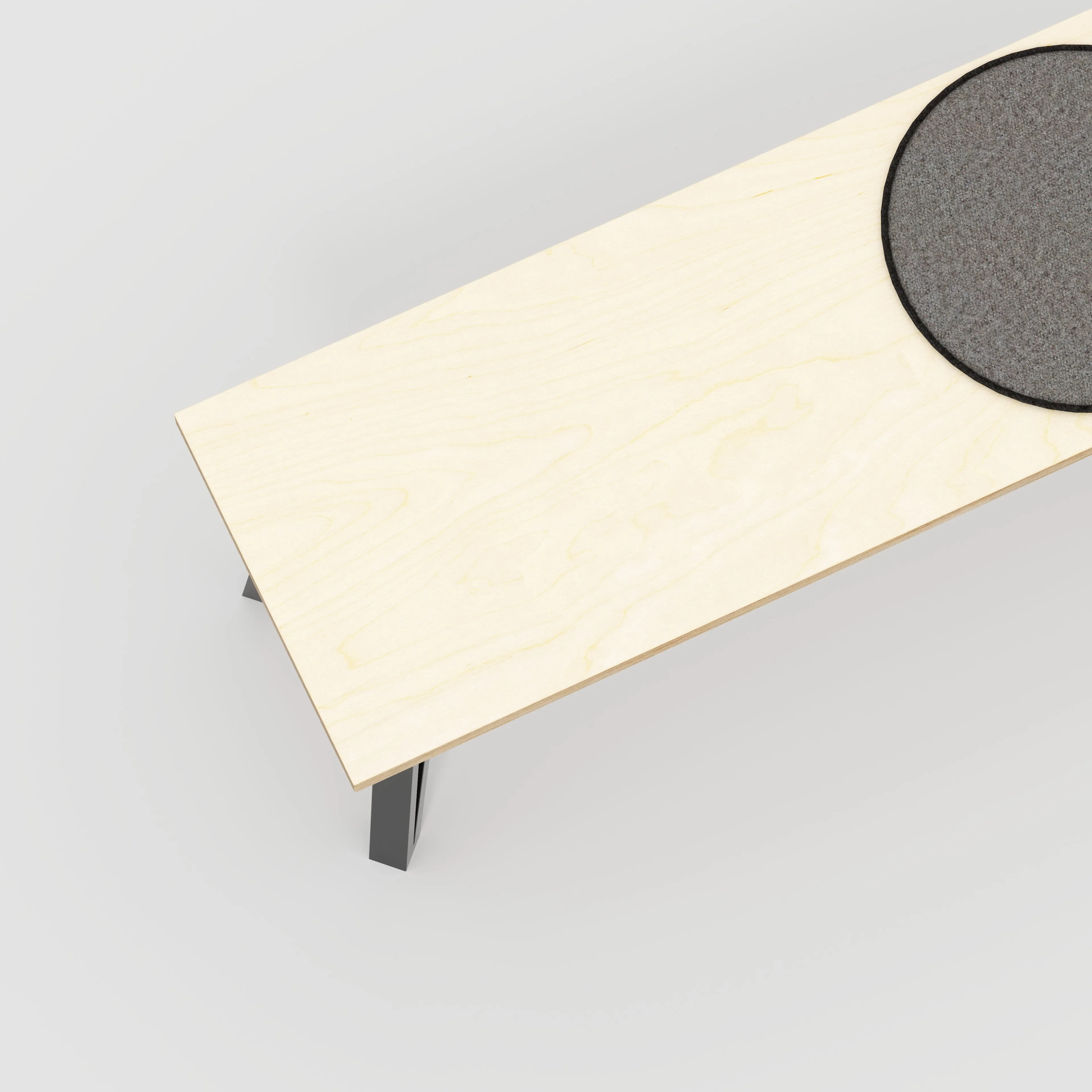 Plywood Bench Seat with Black Box Hairpin Legs - Plywood Birch - 1200(w) x 400(d) x 450(h)