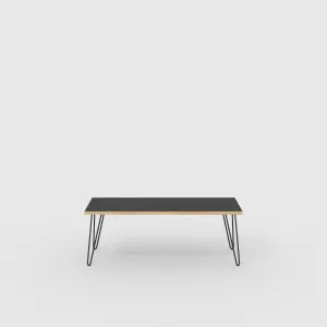 Plywood Bench Seat with Black Hairpin Legs - Formica Diamond Black - 1200(w) x 400(d)