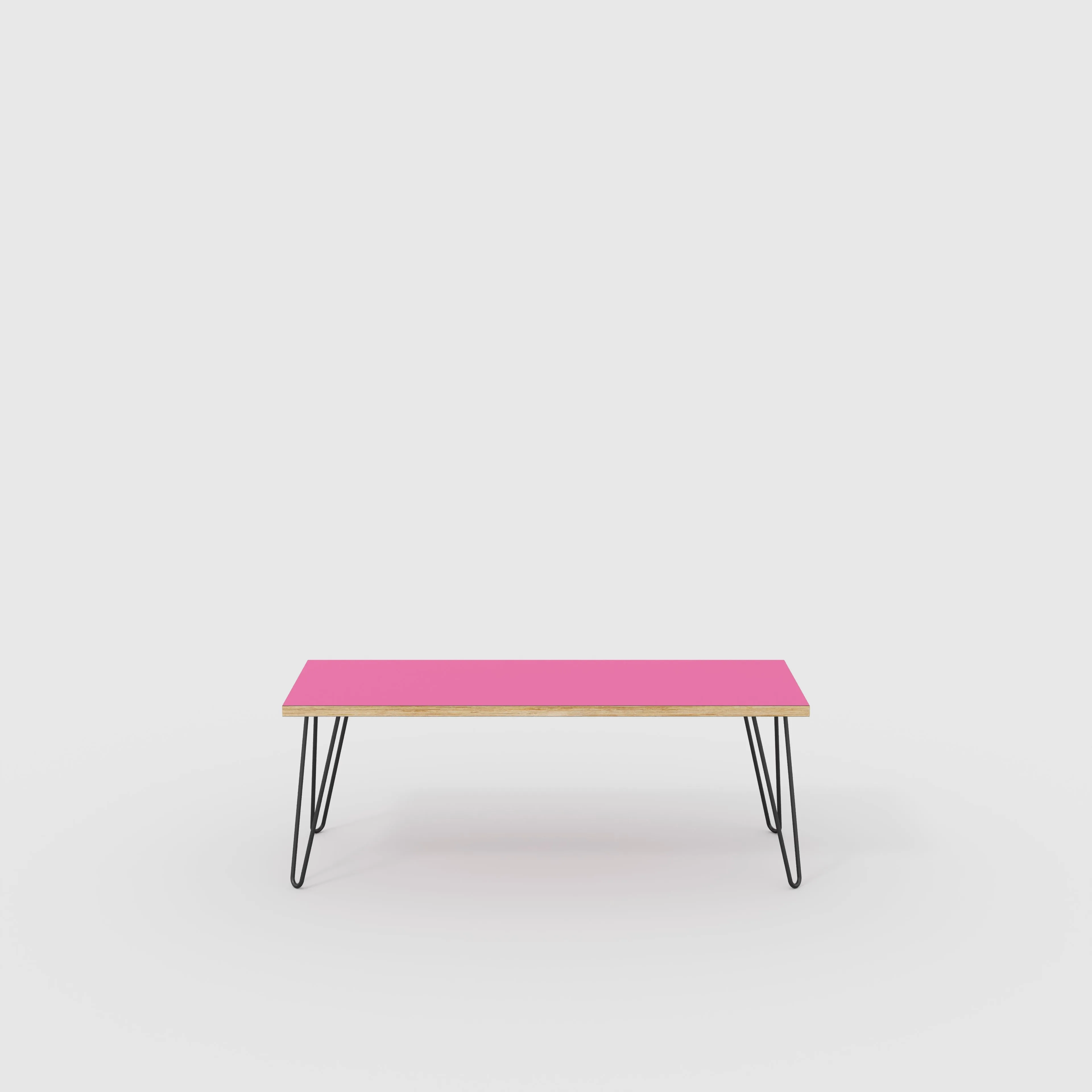 Plywood Bench Seat with Black Hairpin Legs - Formica Juicy Pink - 1200(w) x 400(d)