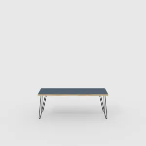 Plywood Bench Seat with Black Hairpin Legs - Formica Night Sea Blue - 1200(w) x 400(d)