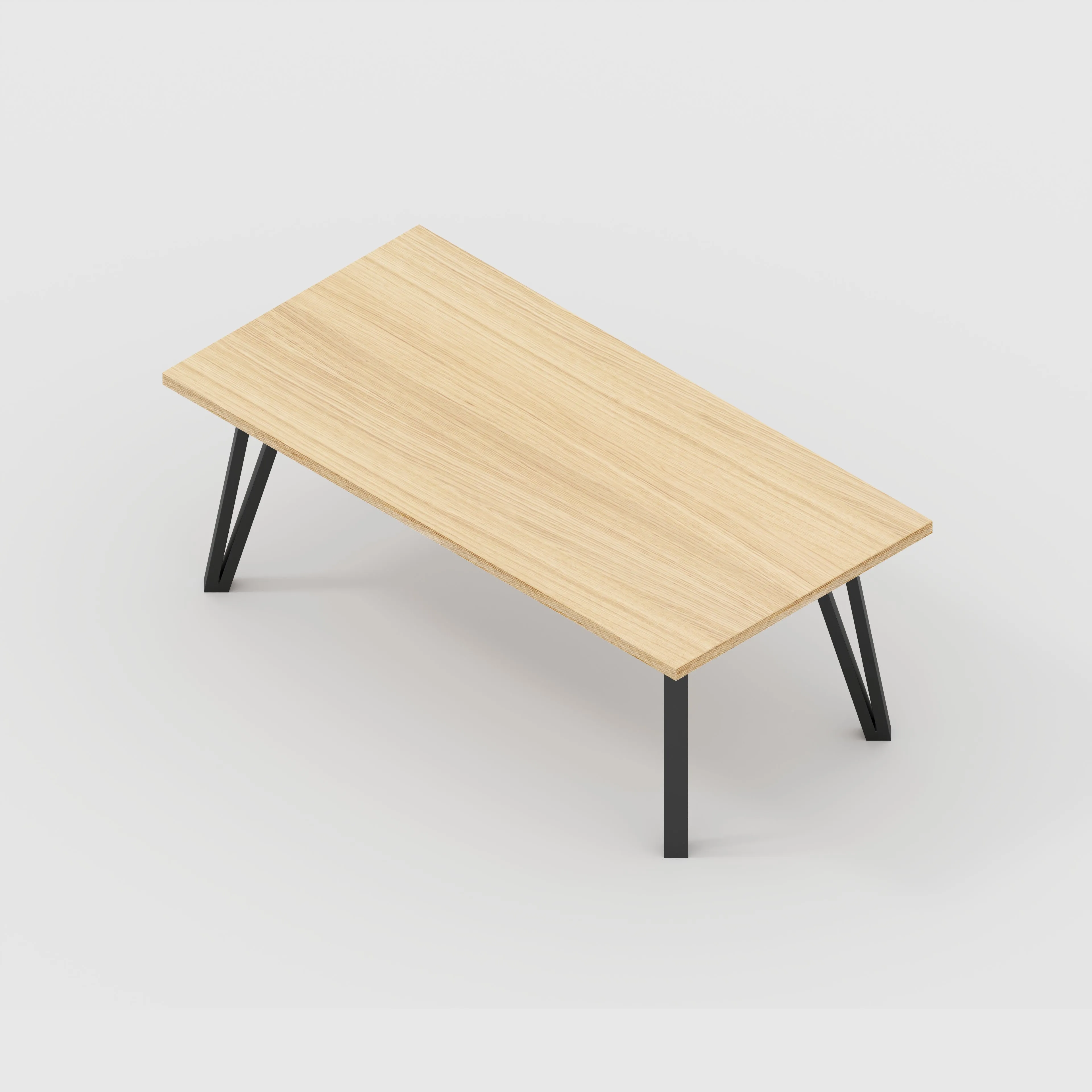 Plywood Coffee Table with Black Box Hairpin Legs - Plywood Oak - 1200(w) x 600(d) x 425(h)