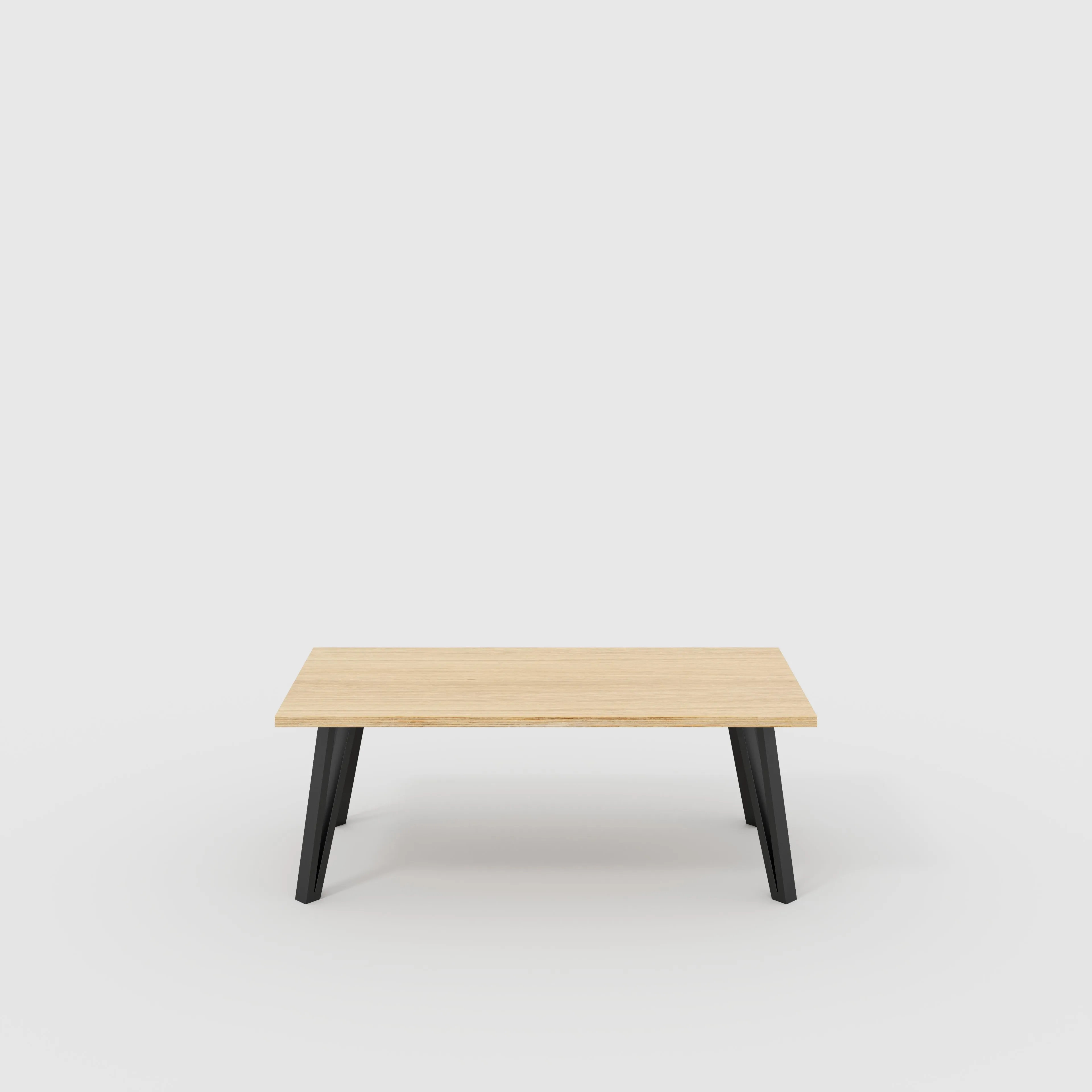 Plywood Coffee Table with Black Box Hairpin Legs - Plywood Oak - 1200(w) x 600(d) x 425(h)