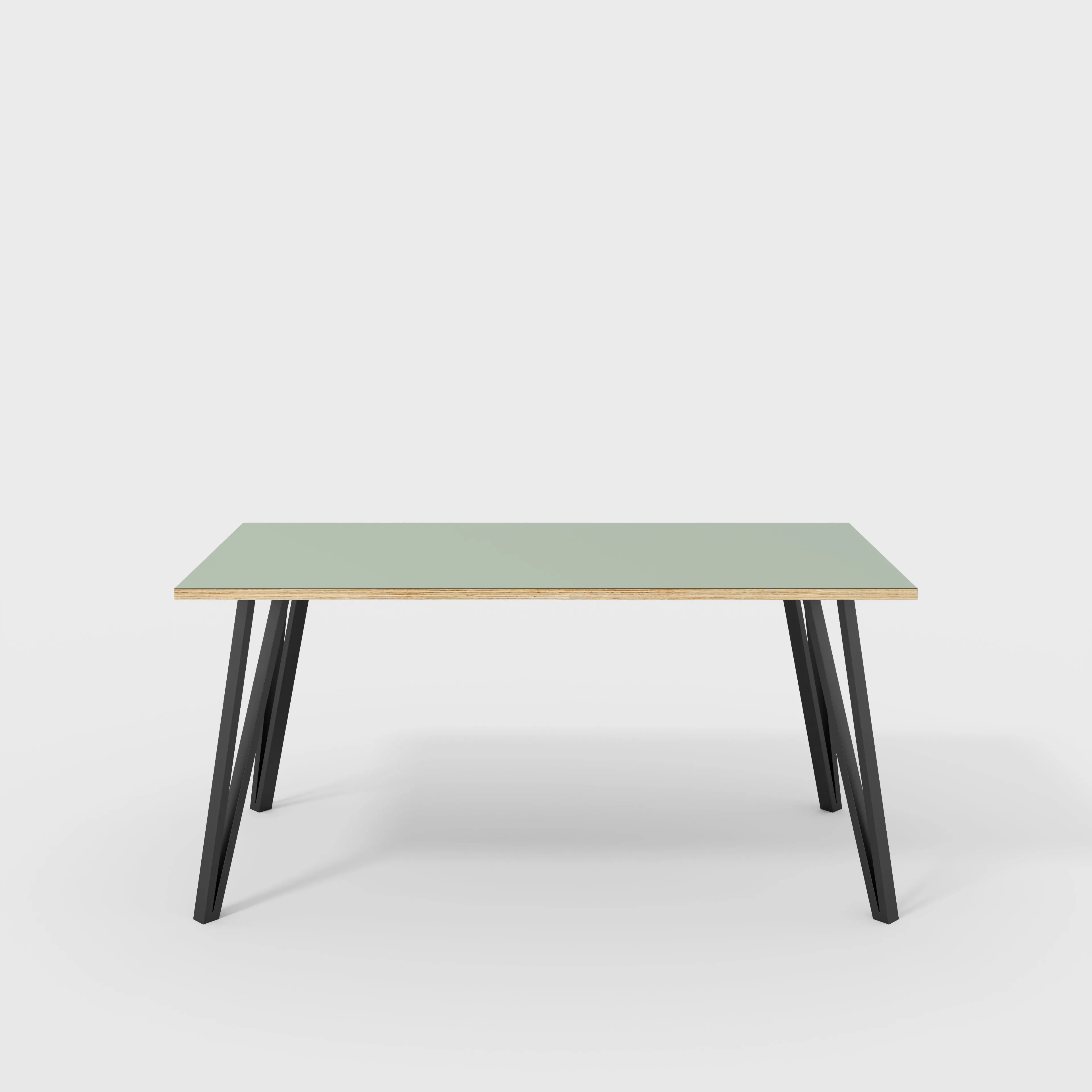 Plywood Desk with Black Box Hairpin Legs - Formica Green Slate - 1600(w) x 800(d) x 735(h)