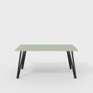 Plywood Desk with Black Box Hairpin Legs - Formica Green Slate - 1600(w) x 800(d) x 735(h)