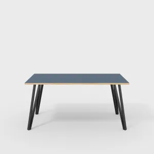 Plywood Desk with Black Box Hairpin Legs - Formica Night Sea Blue - 1600(w) x 800(d) x 735(h)