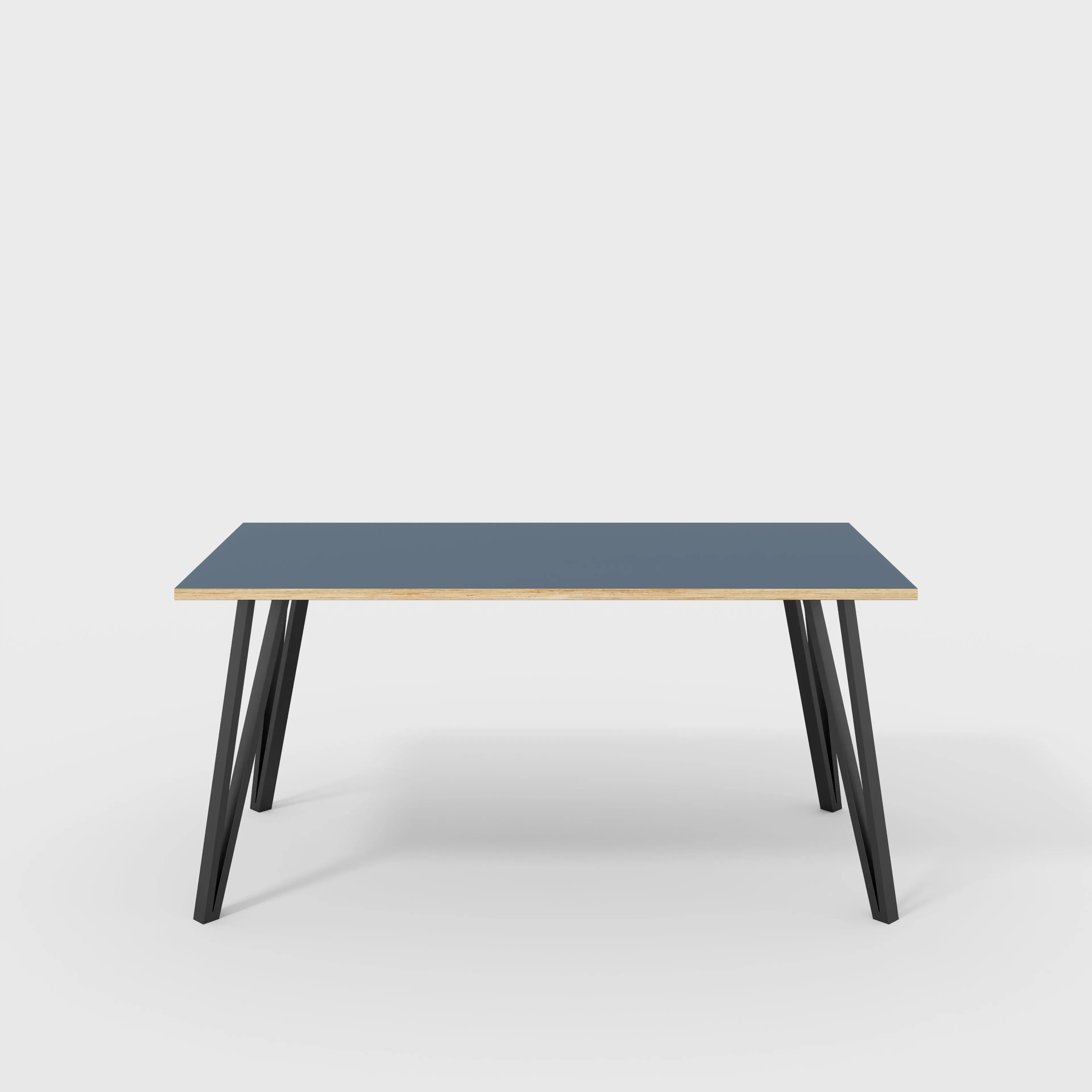 Plywood Desk with Black Box Hairpin Legs - Formica Night Sea Blue - 1600(w) x 800(d) x 735(h)