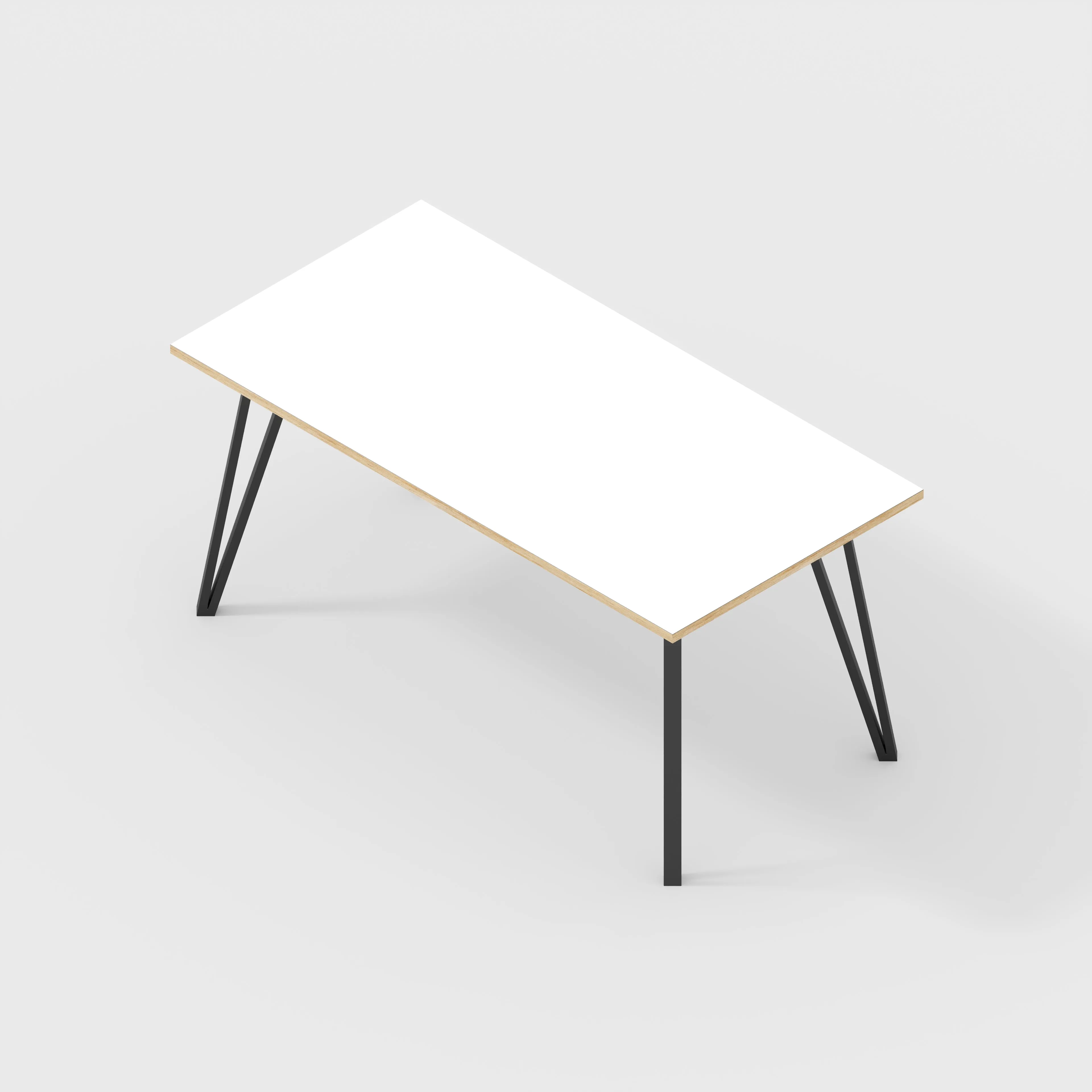 Plywood Desk with Black Box Hairpin Legs - Formica White - 1600(w) x 800(d) x 735(h)