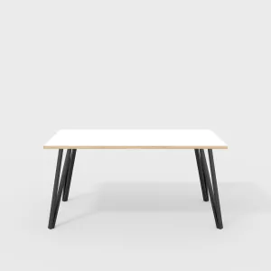 Plywood Desk with Black Box Hairpin Legs - Formica White - 1600(w) x 800(d) x 735(h)