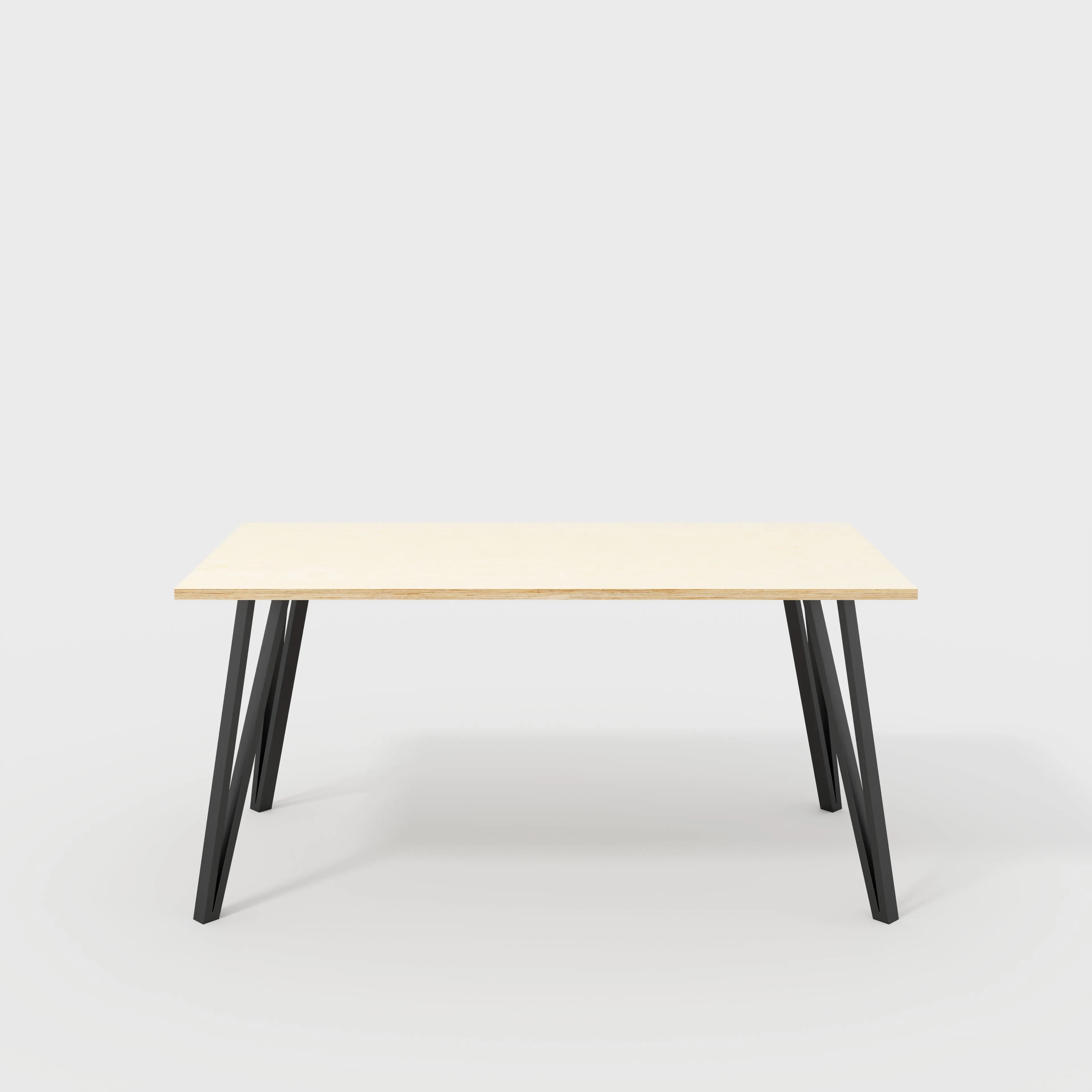 Plywood Desk with Black Box Hairpin Legs - Plywood Birch - 1600(w) x 800(d) x 735(h)