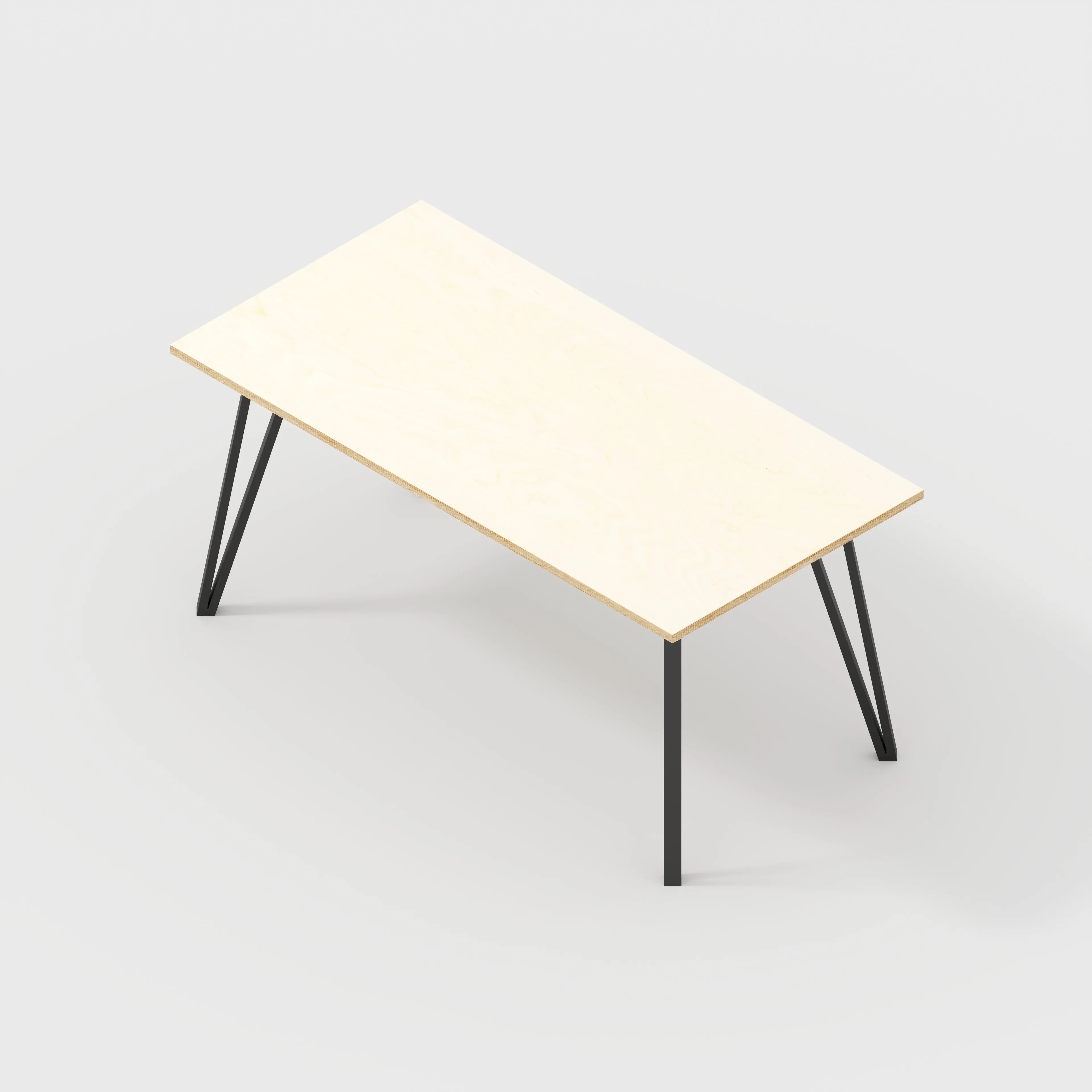 Plywood Desk with Black Box Hairpin Legs - Plywood Birch - 1600(w) x 800(d) x 735(h)