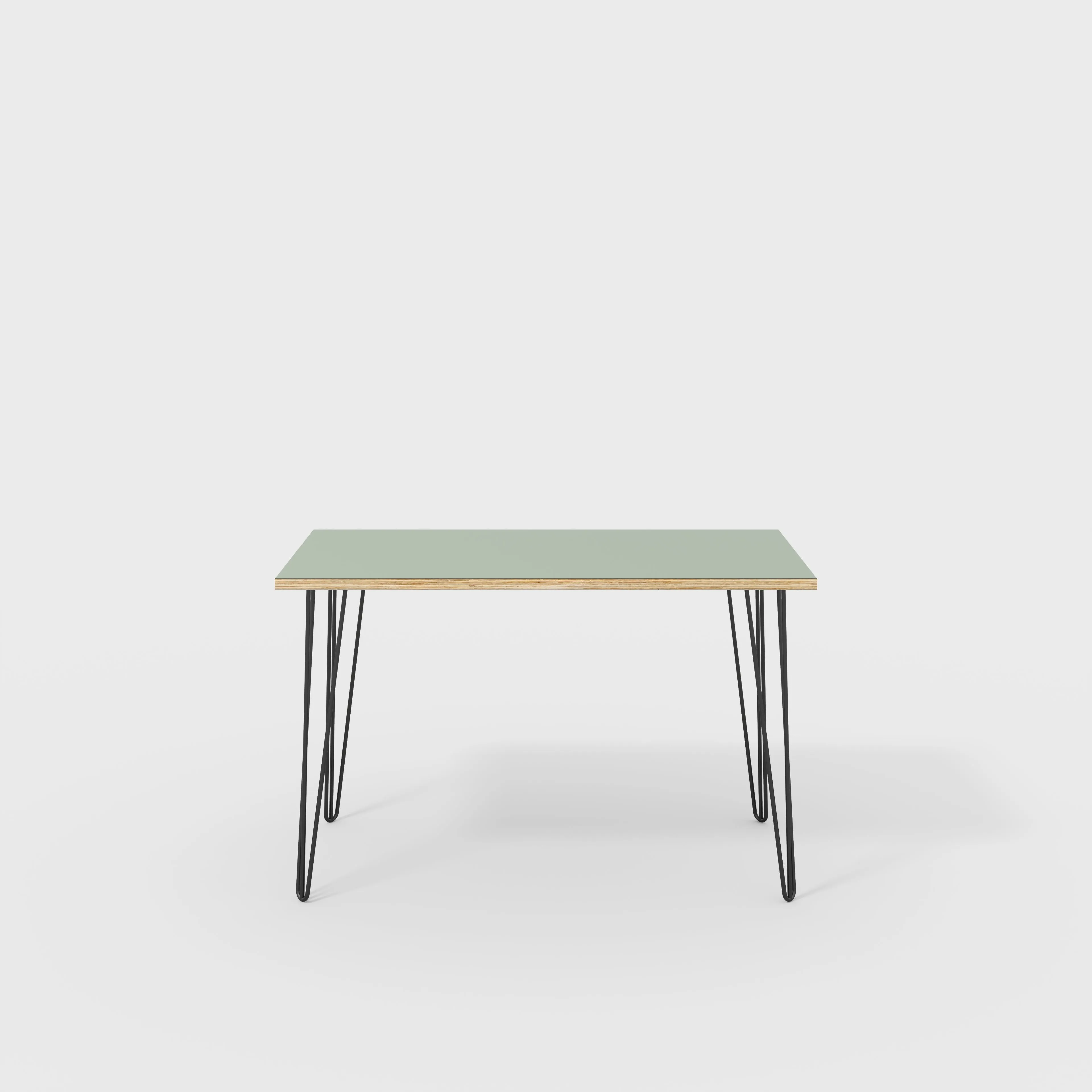 Plywood Desk with Black Hairpin Legs - Formica Green Slate - 1200(w) x 600(d) x 735(h)