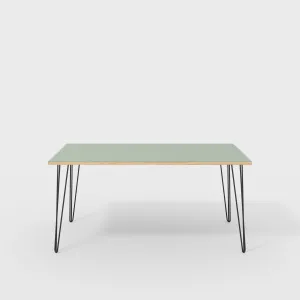 Plywood Desk with Black Hairpin Legs - Formica Green Slate - 1600(w) x 800(d) x 735(h)