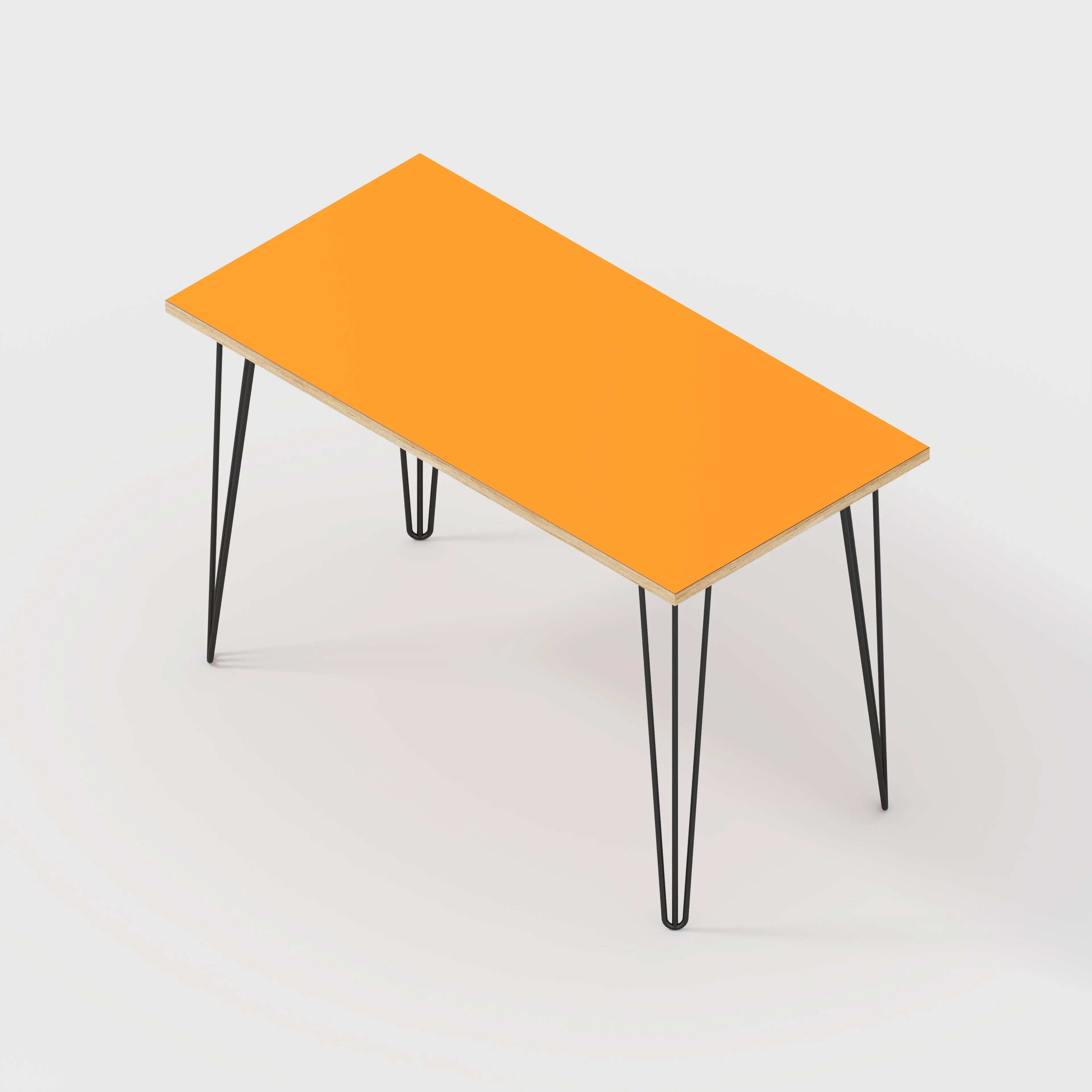 Plywood Desk with Black Hairpin Legs - Formica Levante Orange - 1200(w) x 600(d) x 735(h)