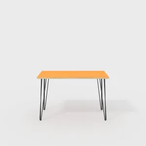 Plywood Desk with Black Hairpin Legs - Formica Levante Orange - 1200(w) x 600(d) x 735(h)