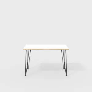 Plywood Desk with Black Hairpin Legs - Formica White - 1200(w) x 600(d) x 735(h)