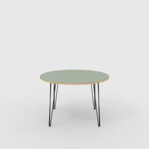 Plywood Round Table with Black Hairpin Legs - Formica Green Slate - 1200(dia) x 735(h)