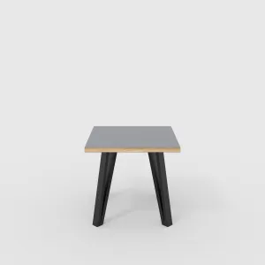 Plywood Side Table with Black Box Hairpin Legs - Formica Tornado Grey - 500(w) x 500(d) x 425(h)