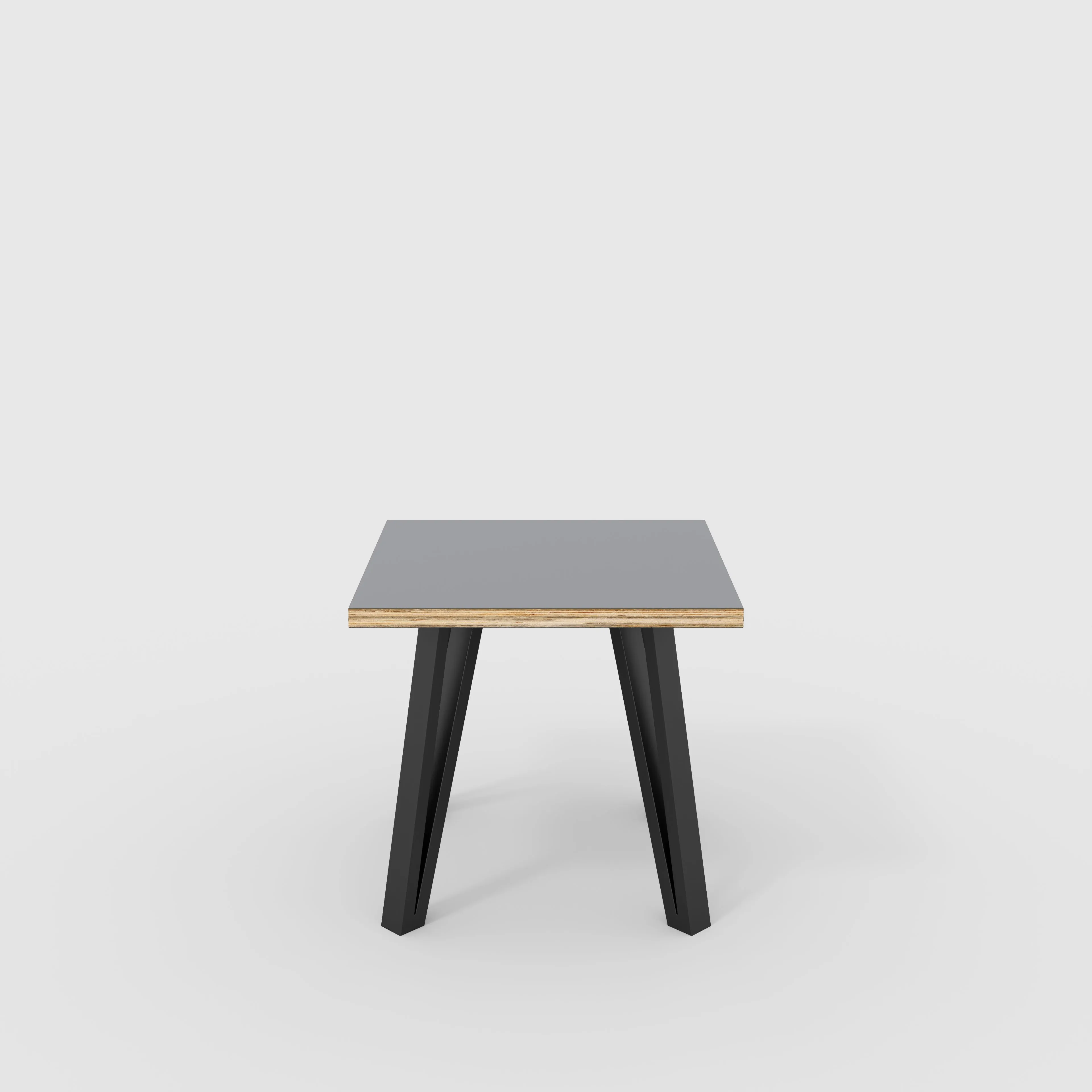 Plywood Side Table with Black Box Hairpin Legs - Formica Tornado Grey - 500(w) x 500(d) x 425(h)