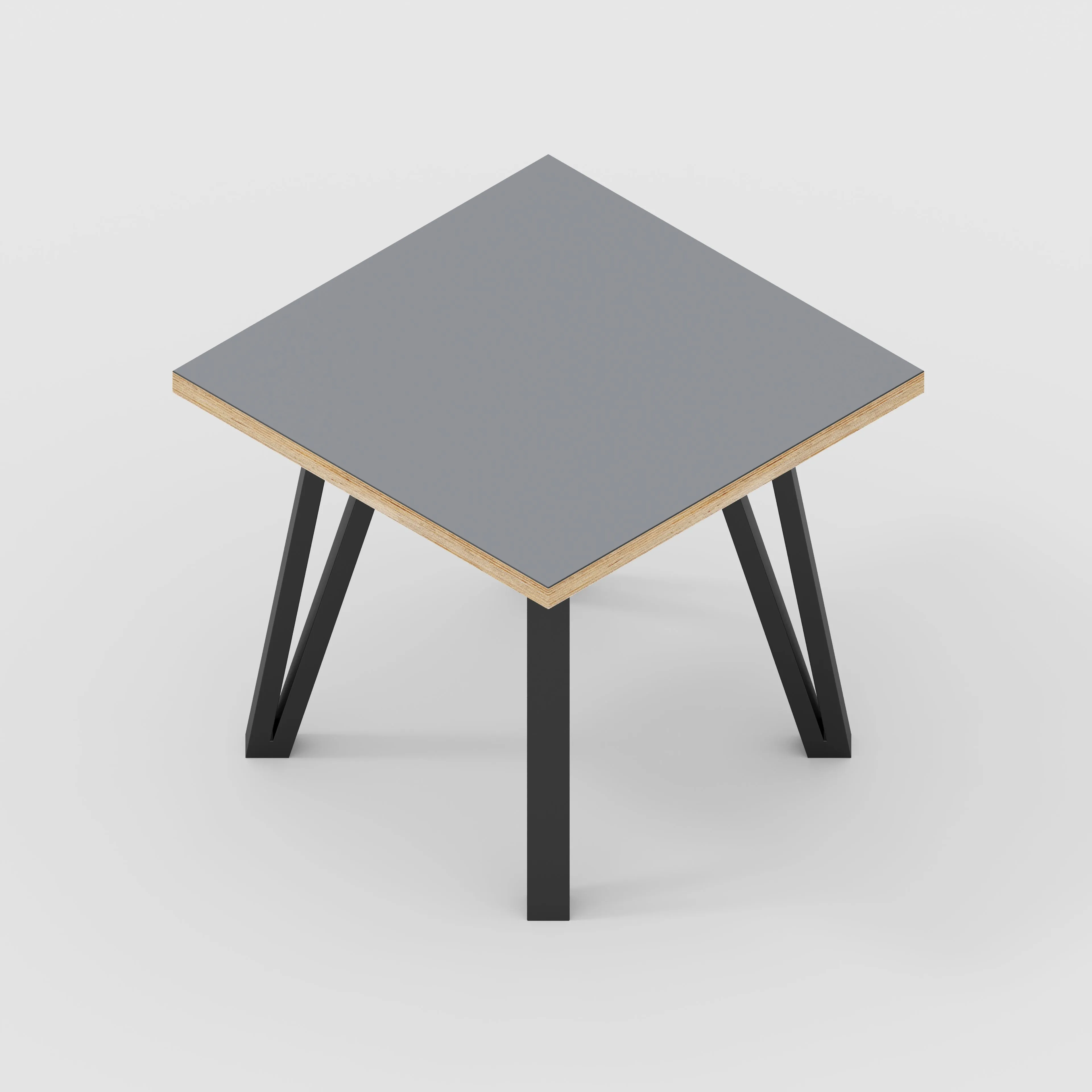 Plywood Side Table with Black Box Hairpin Legs - Formica Tornado Grey - 500(w) x 500(d) x 425(h)