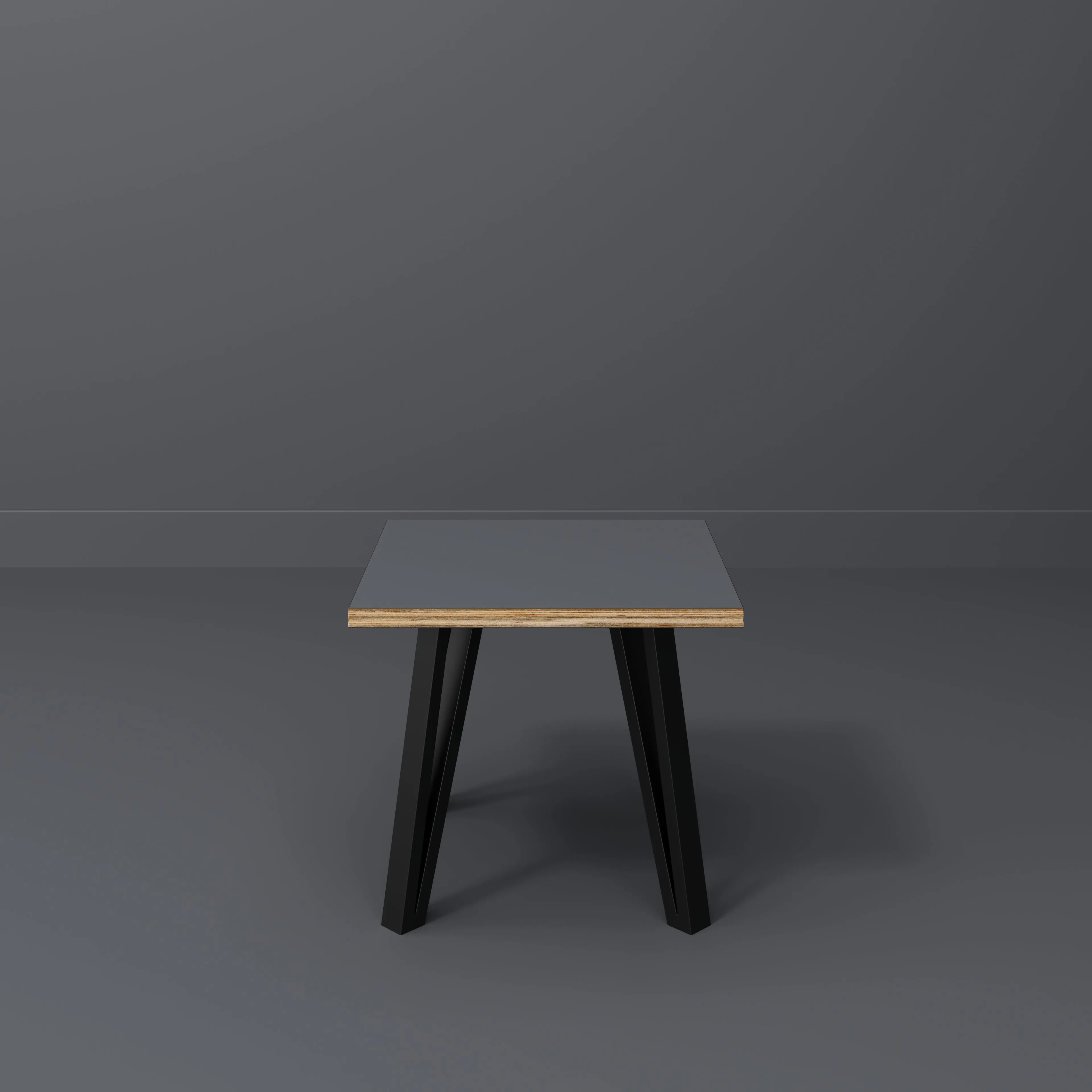 Plywood Side Table with Black Box Hairpin Legs - Formica Tornado Grey - 500(w) x 500(d) x 425(h)