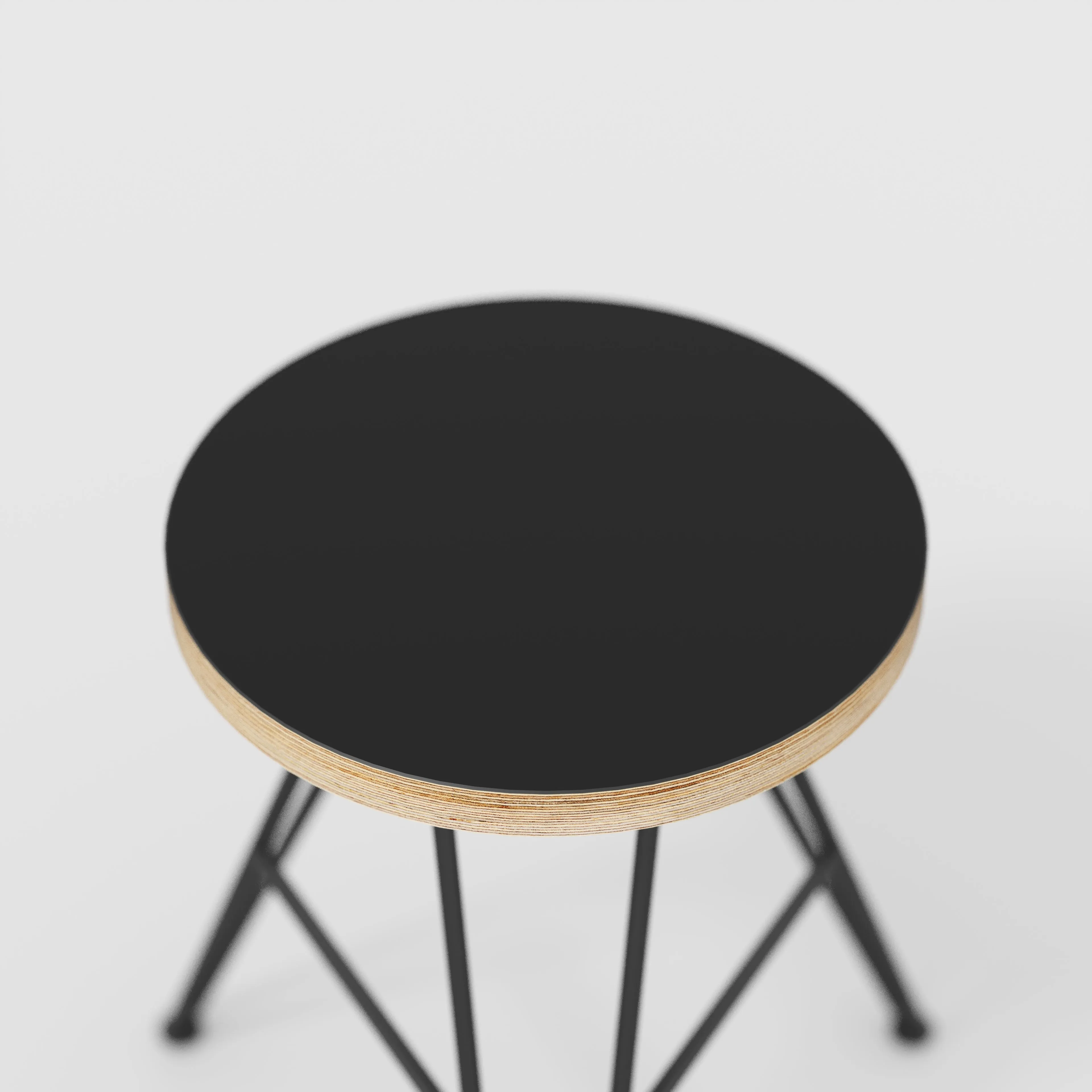 Plywood Stool with Black Hairpin Base - Formica Diamond Black