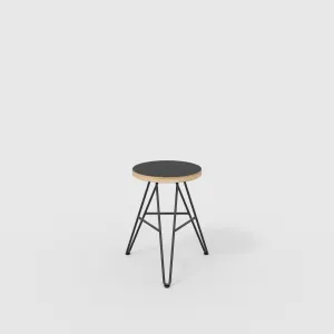 Plywood Stool with Black Hairpin Base - Formica Diamond Black