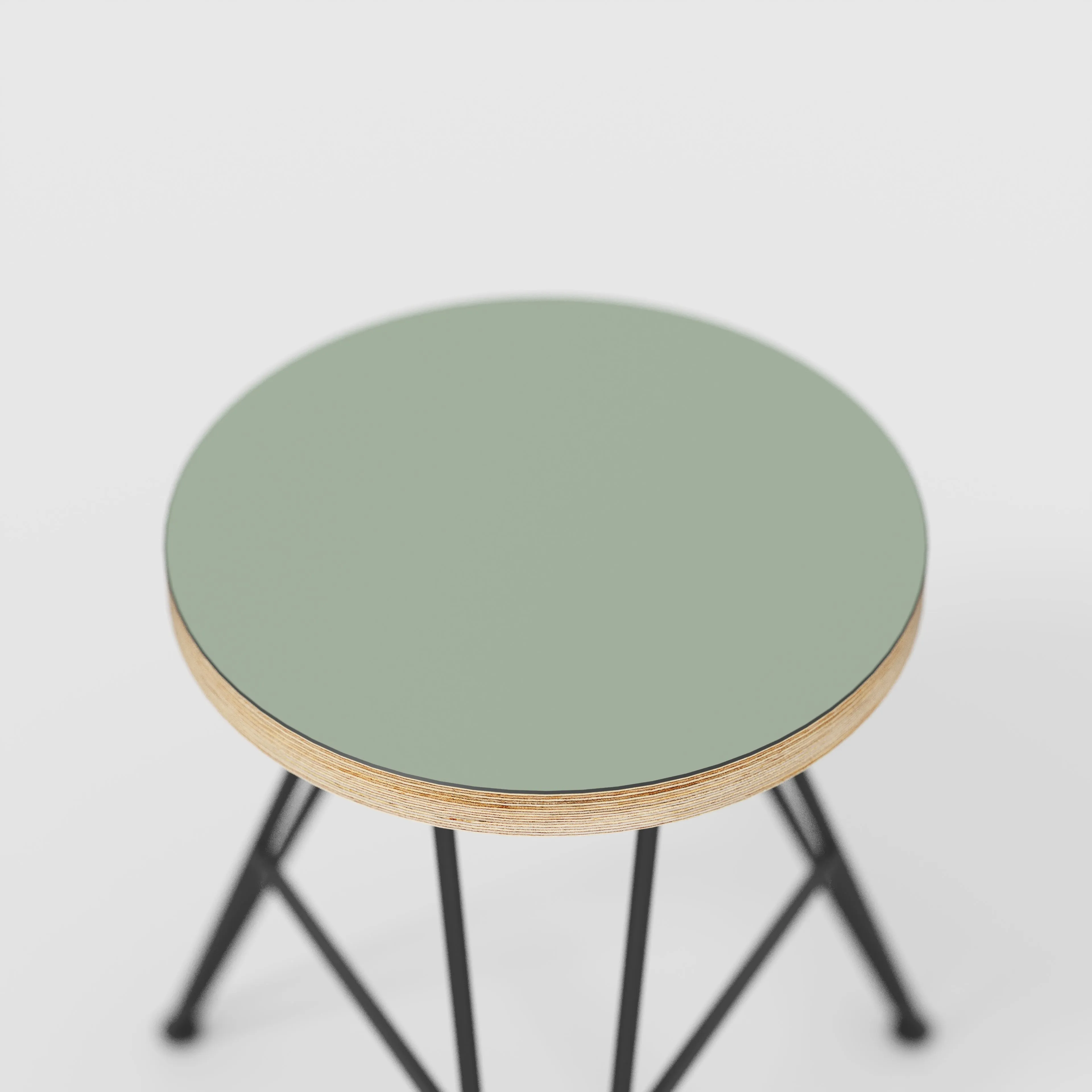 Plywood Stool with Black Hairpin Base - Formica Green Slate