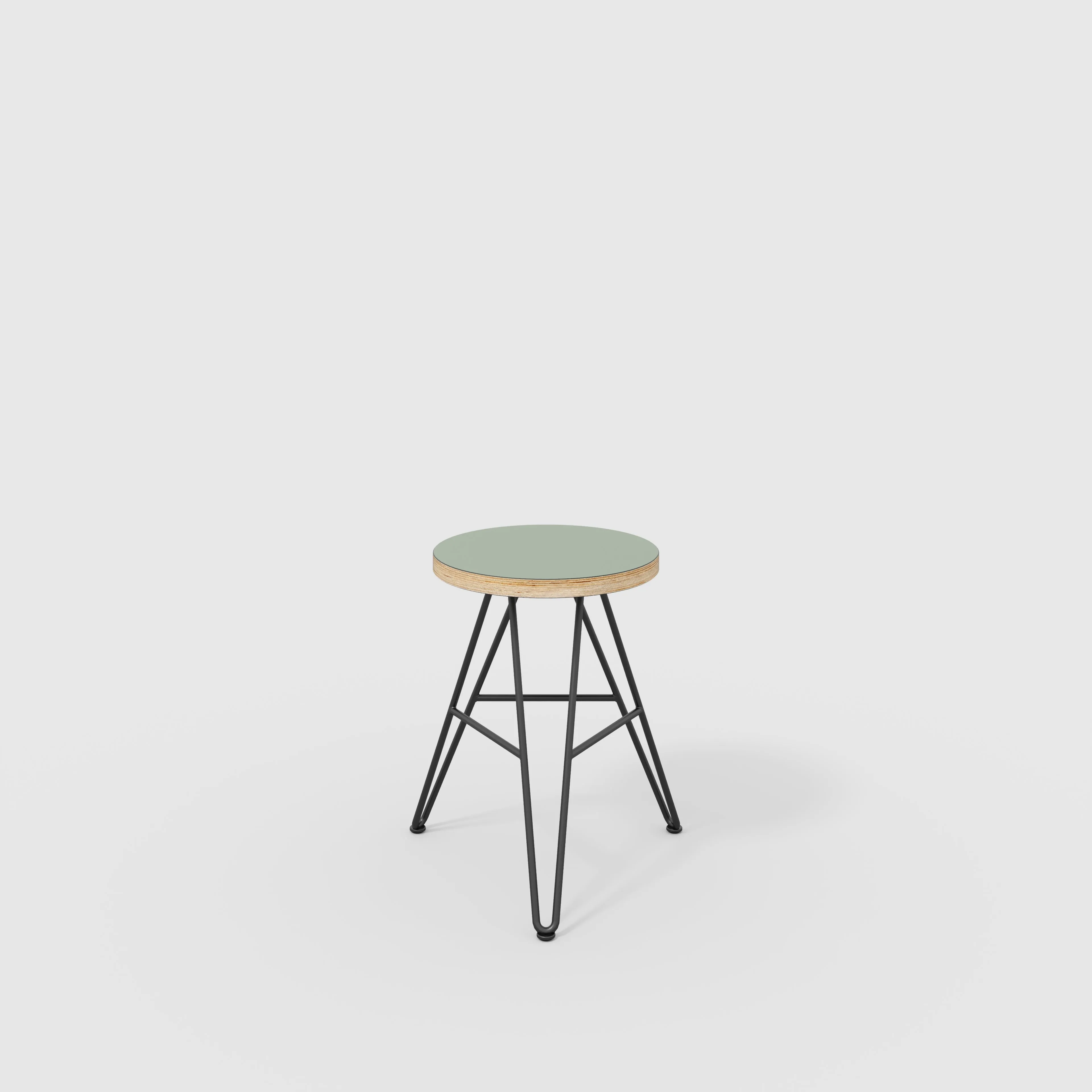 Plywood Stool with Black Hairpin Base - Formica Green Slate