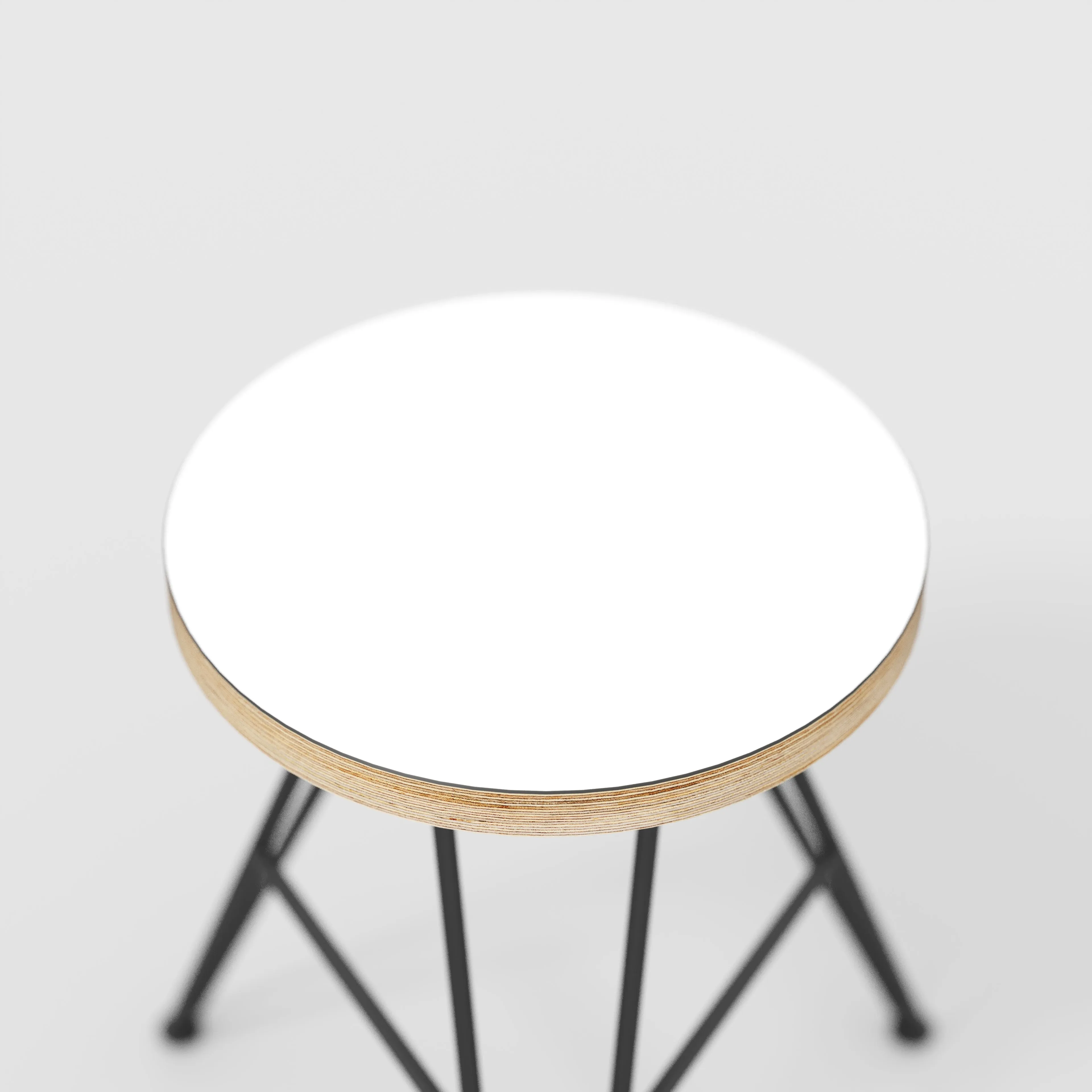 Plywood Stool with Black Hairpin Base - Formica White