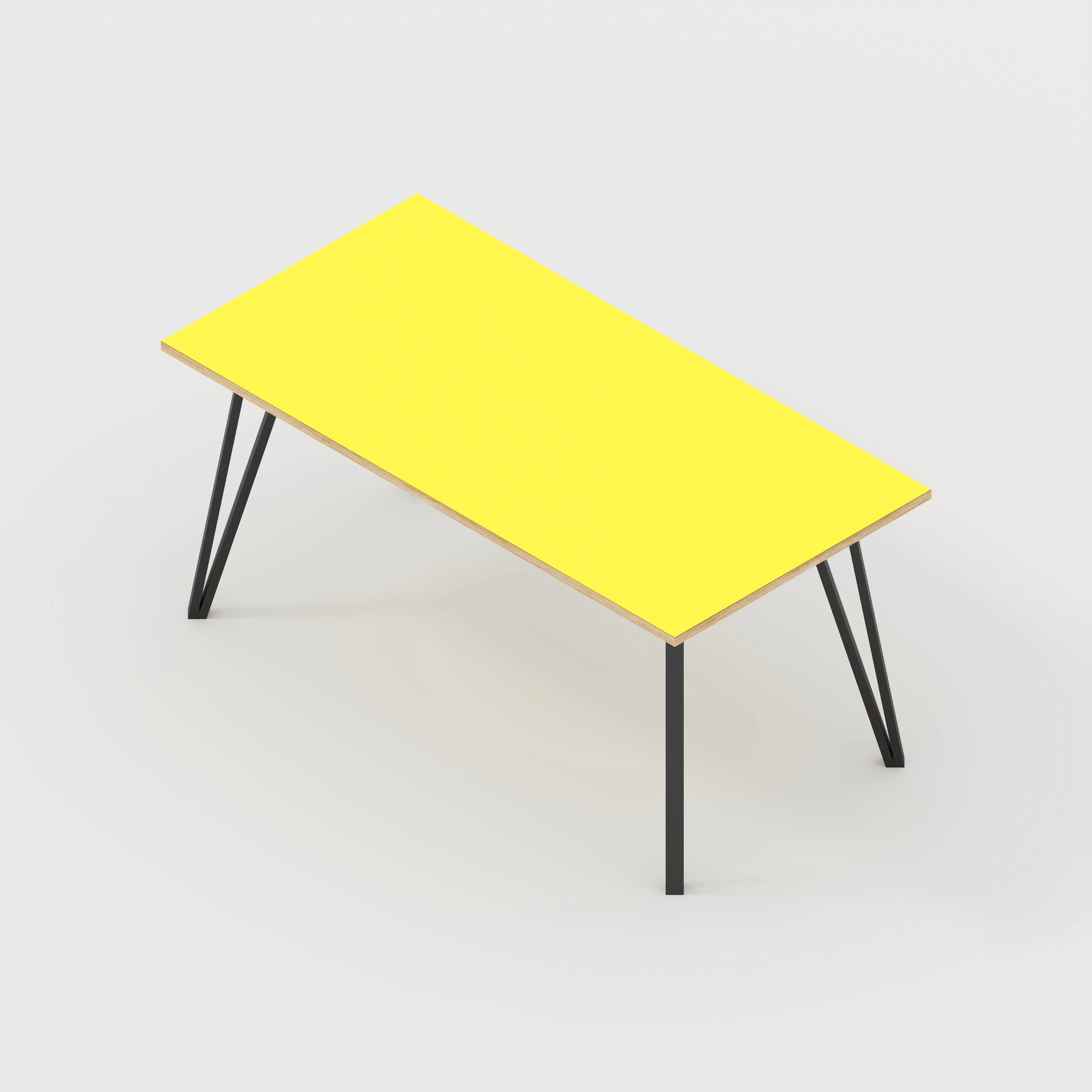 Plywood Table with Black Box Hairpin Legs - Formica Chrome Yellow - 1600(w) x 800(d) x 735(h)