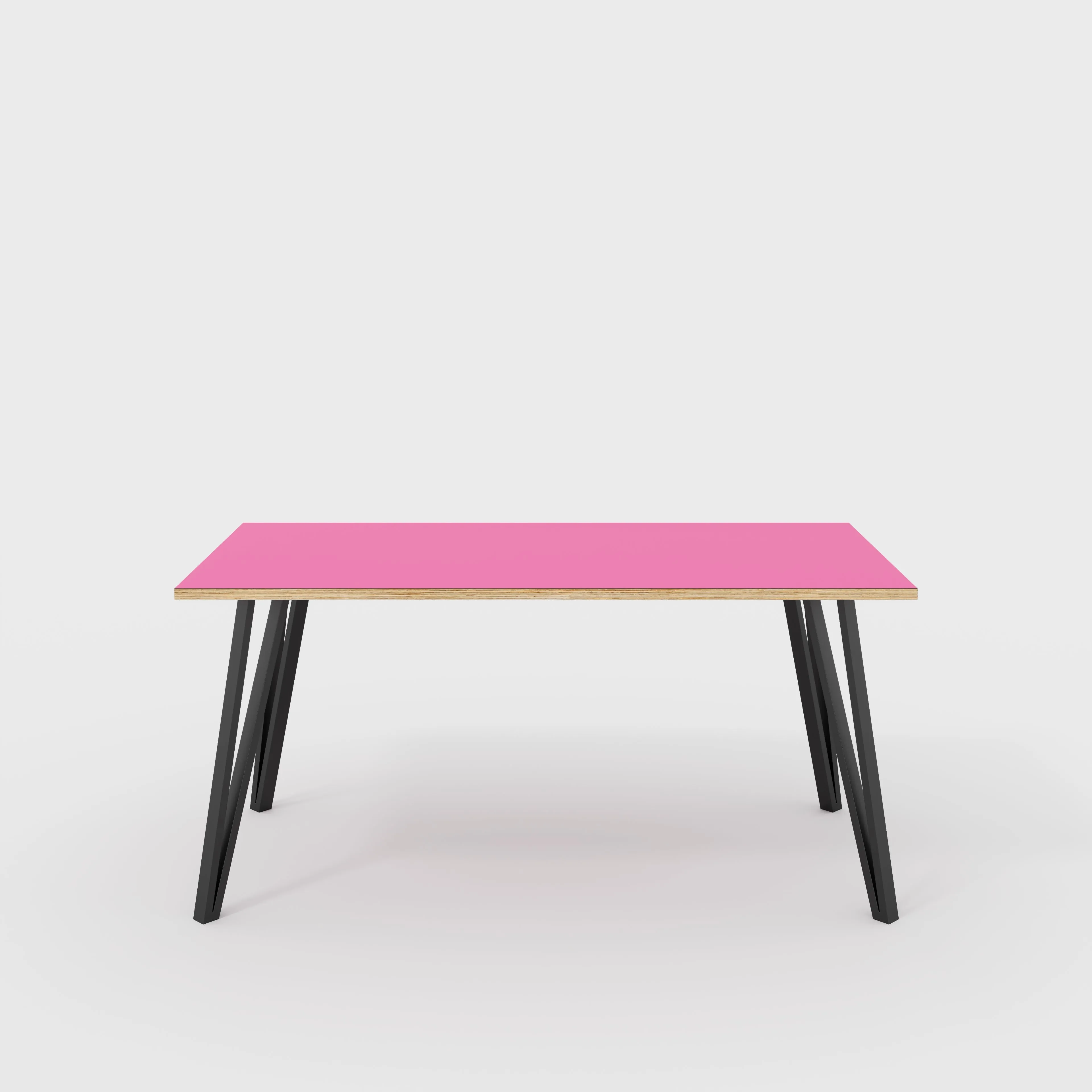 Plywood Table with Black Box Hairpin Legs - Formica Juicy Pink - 1600(w) x 800(d) x 735(h)