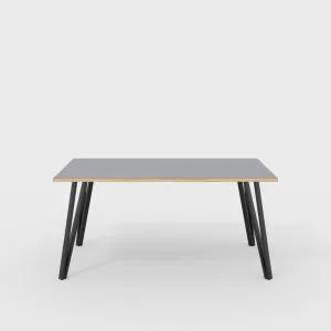 Plywood Table with Black Box Hairpin Legs - Formica Tornado Grey - 1600(w) x 800(d) x 735(h)