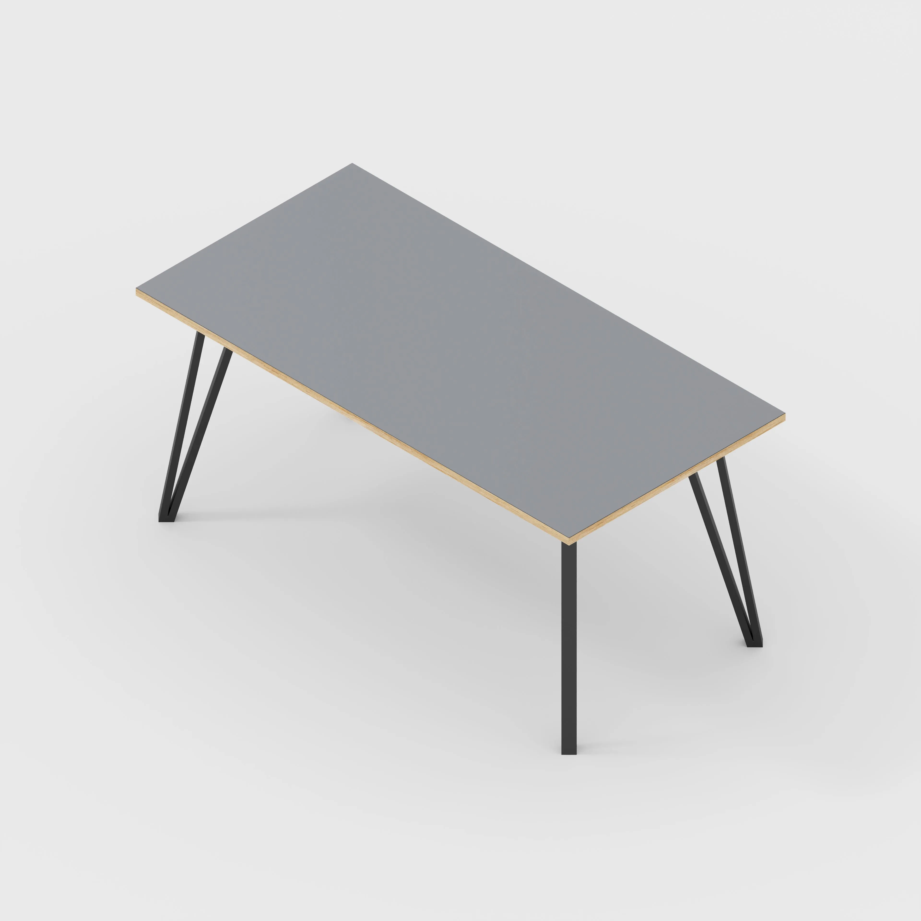 Plywood Table with Black Box Hairpin Legs - Formica Tornado Grey - 1600(w) x 800(d) x 735(h)