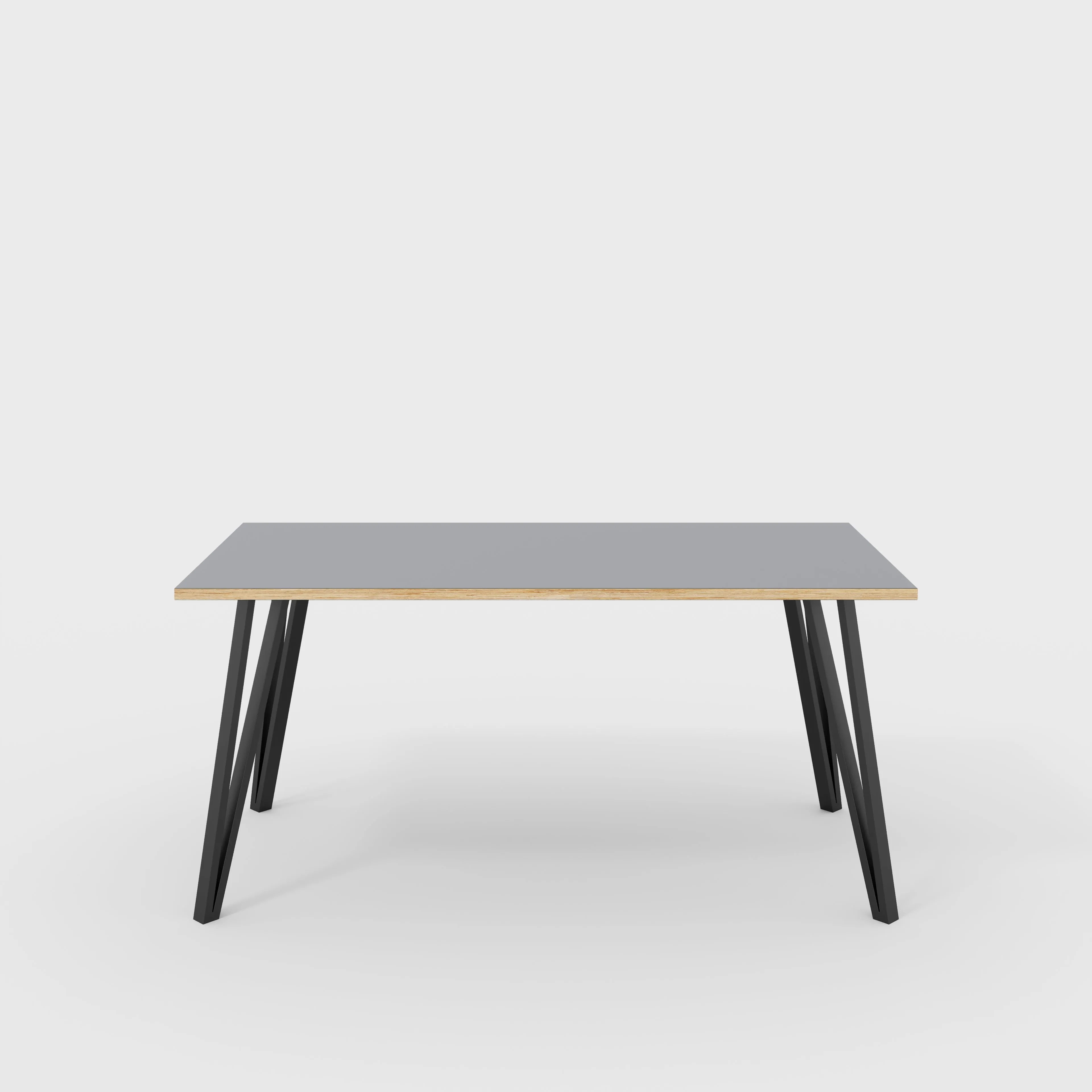 Plywood Table with Black Box Hairpin Legs - Formica Tornado Grey - 1600(w) x 800(d) x 735(h)