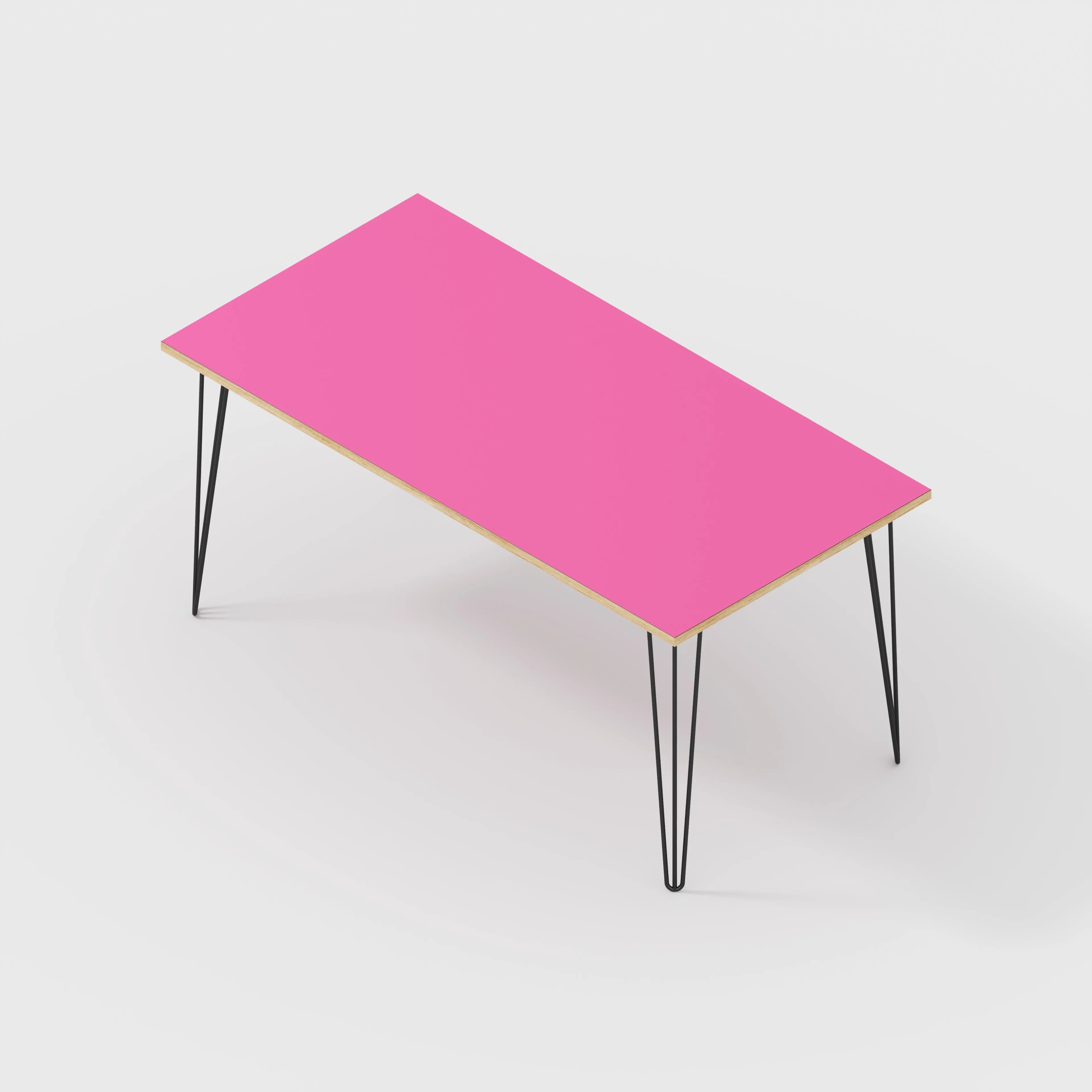 Plywood Table with Black Hairpin Legs - Formica Juicy Pink - 1600(w) x 800(d)