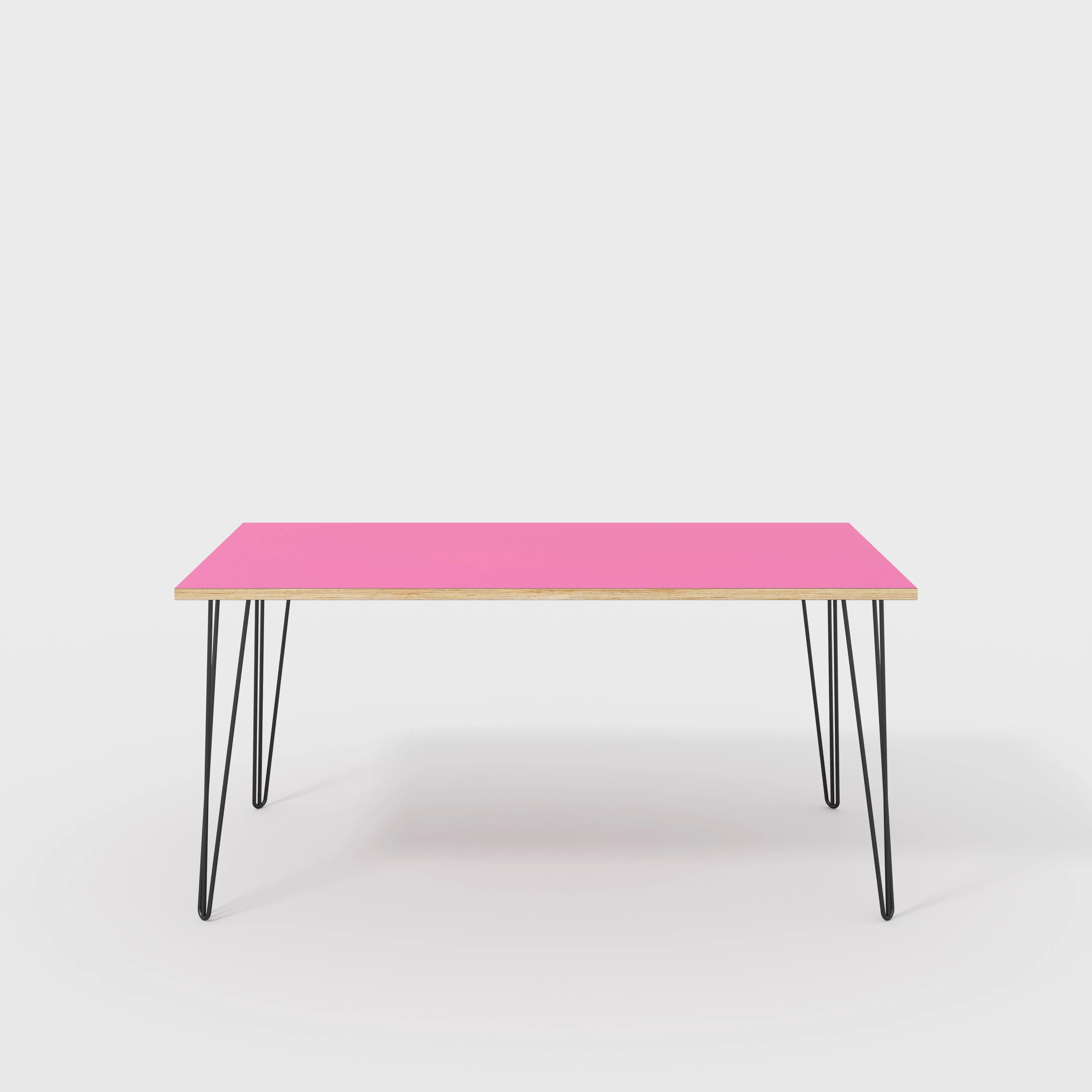 Plywood Table with Black Hairpin Legs - Formica Juicy Pink - 1600(w) x 800(d)