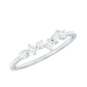 Princess and Round Cut Moissanite Minimal Stackable Ring