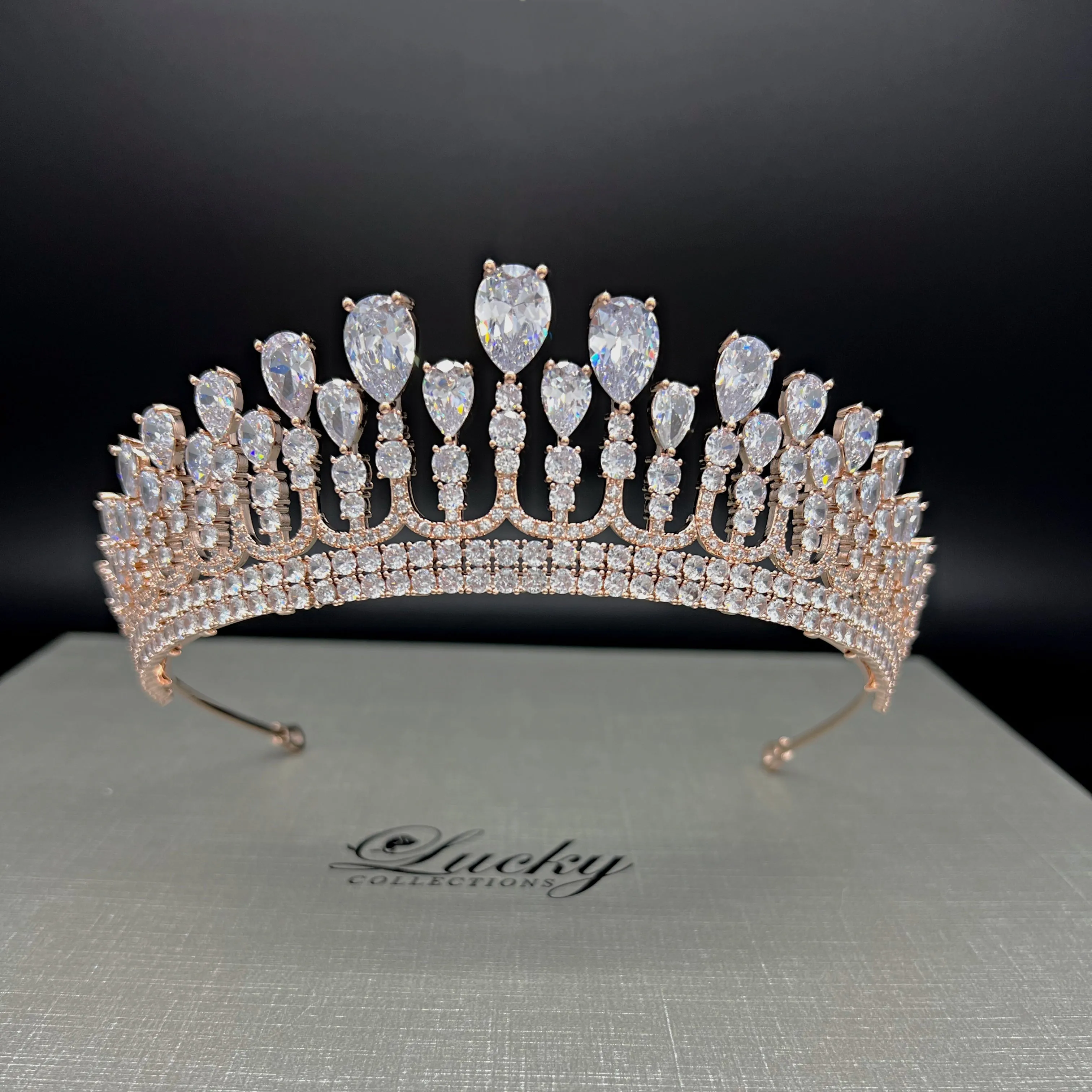 Quinceanera Tiara, Queenly Cubic Zirconia Bridal Crown by Lucky Collections ™